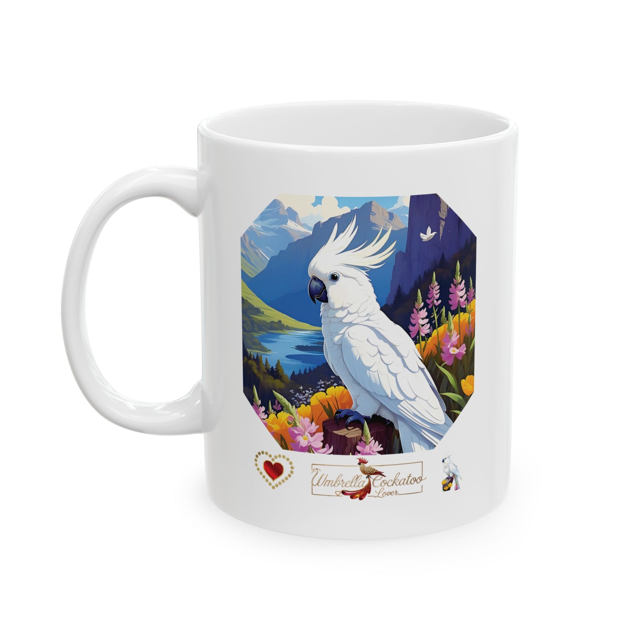 Umbrella Cockatoo Lover Floral Mug