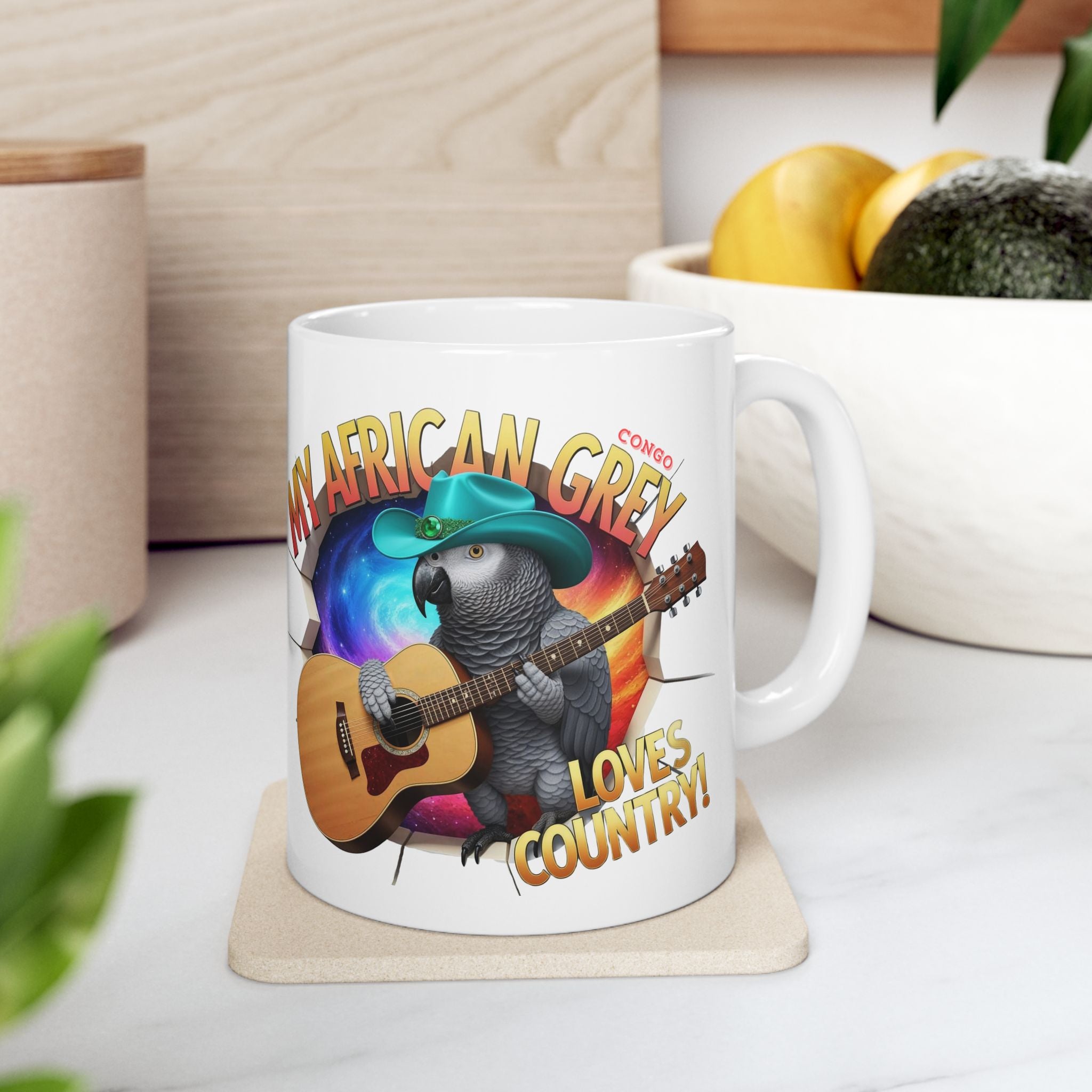 African Grey Loves Country Mug