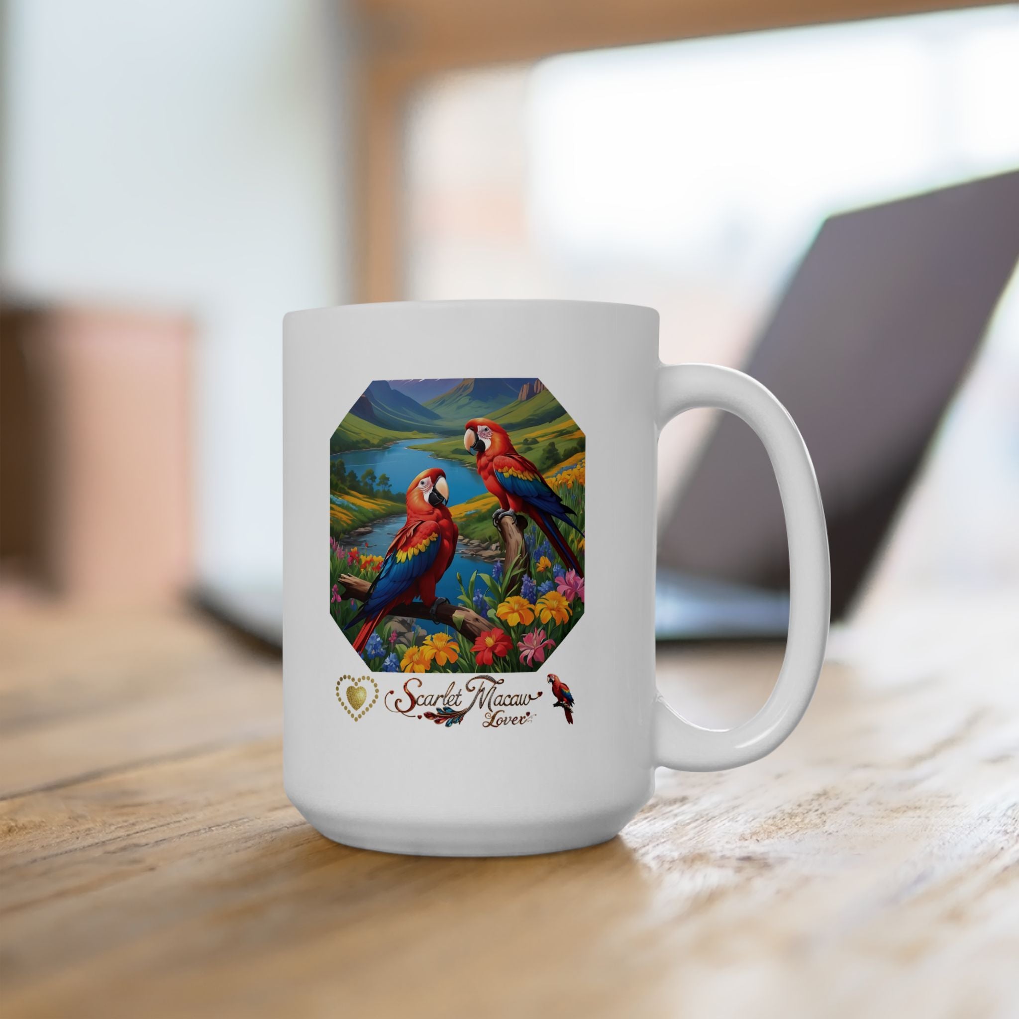 Scarlet Macaw Lover Floral Mug