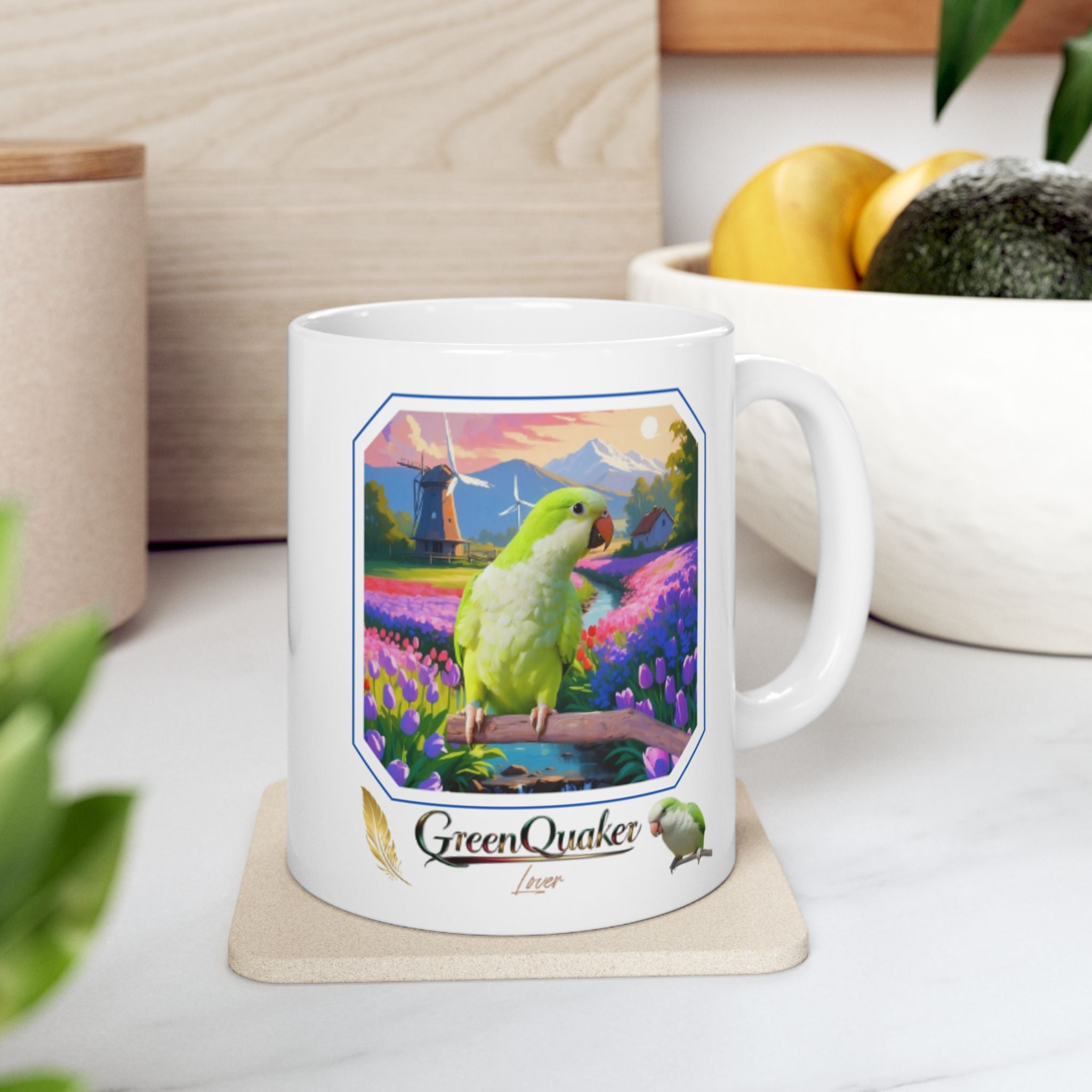 Green Quaker Floral Field Mug