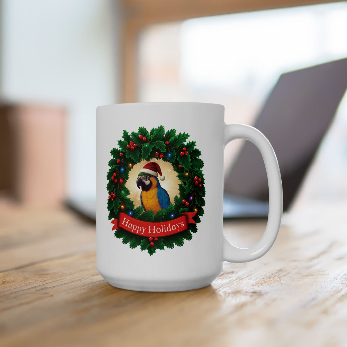 Happy Holidays Blue & Gold Mug
