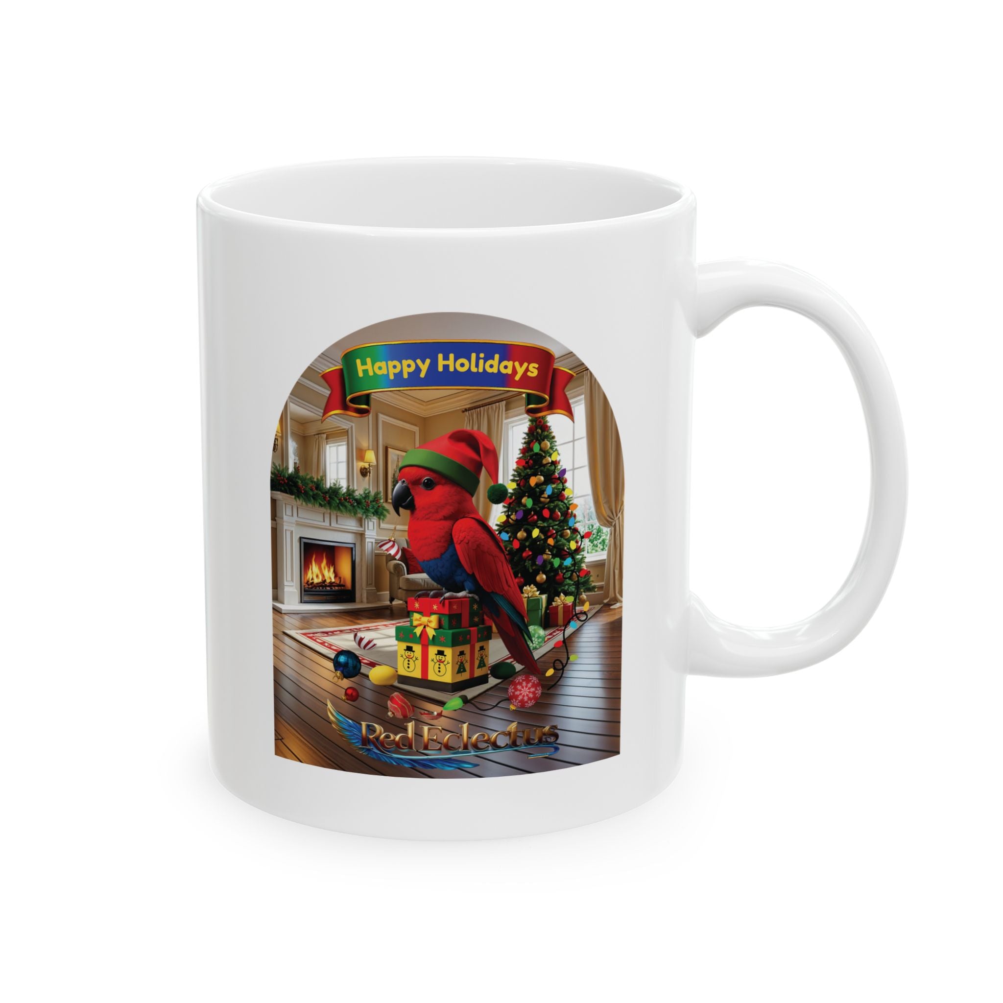 Happy Holidays Red Eclectus Mug