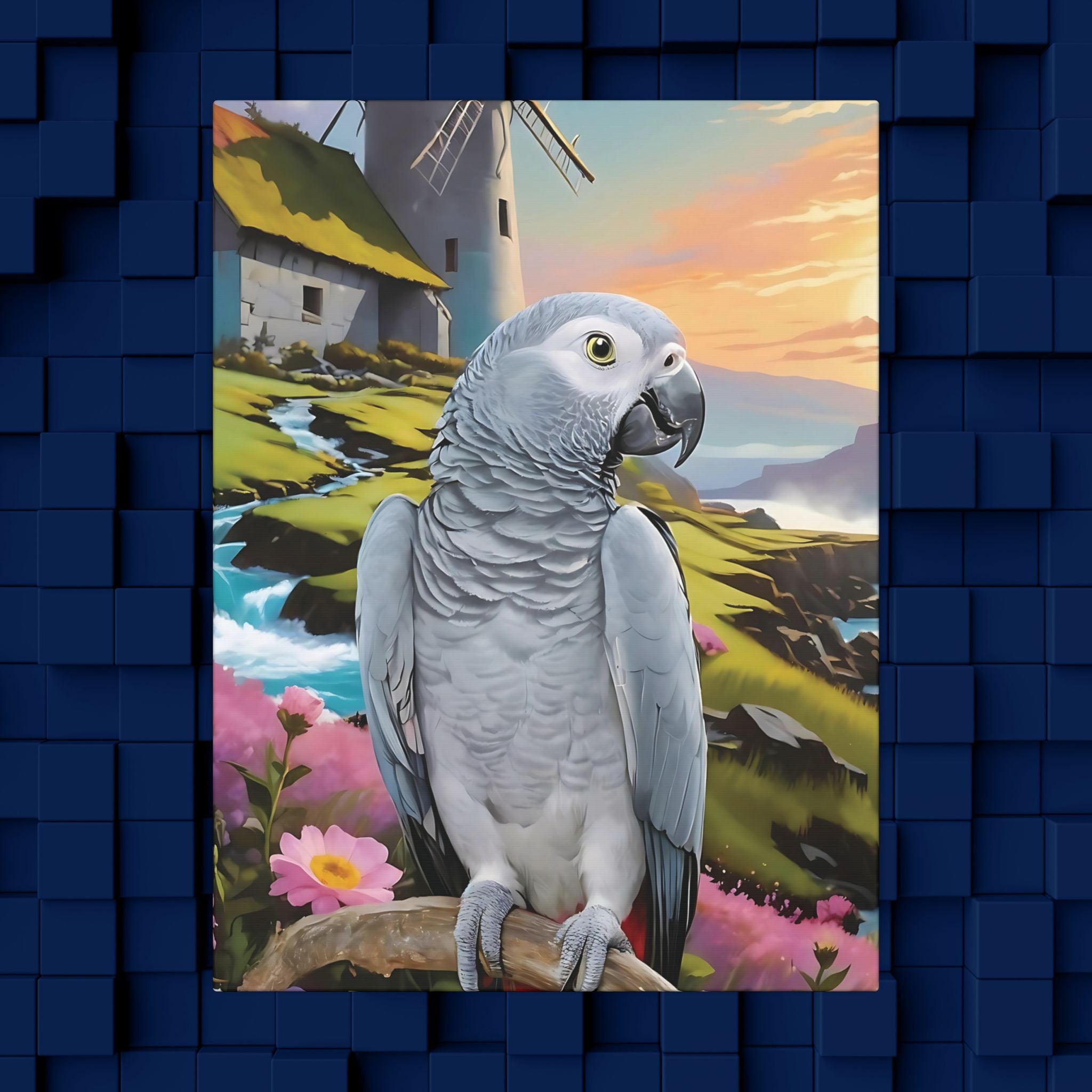 African Grey Congo Canvas Wall Hangings