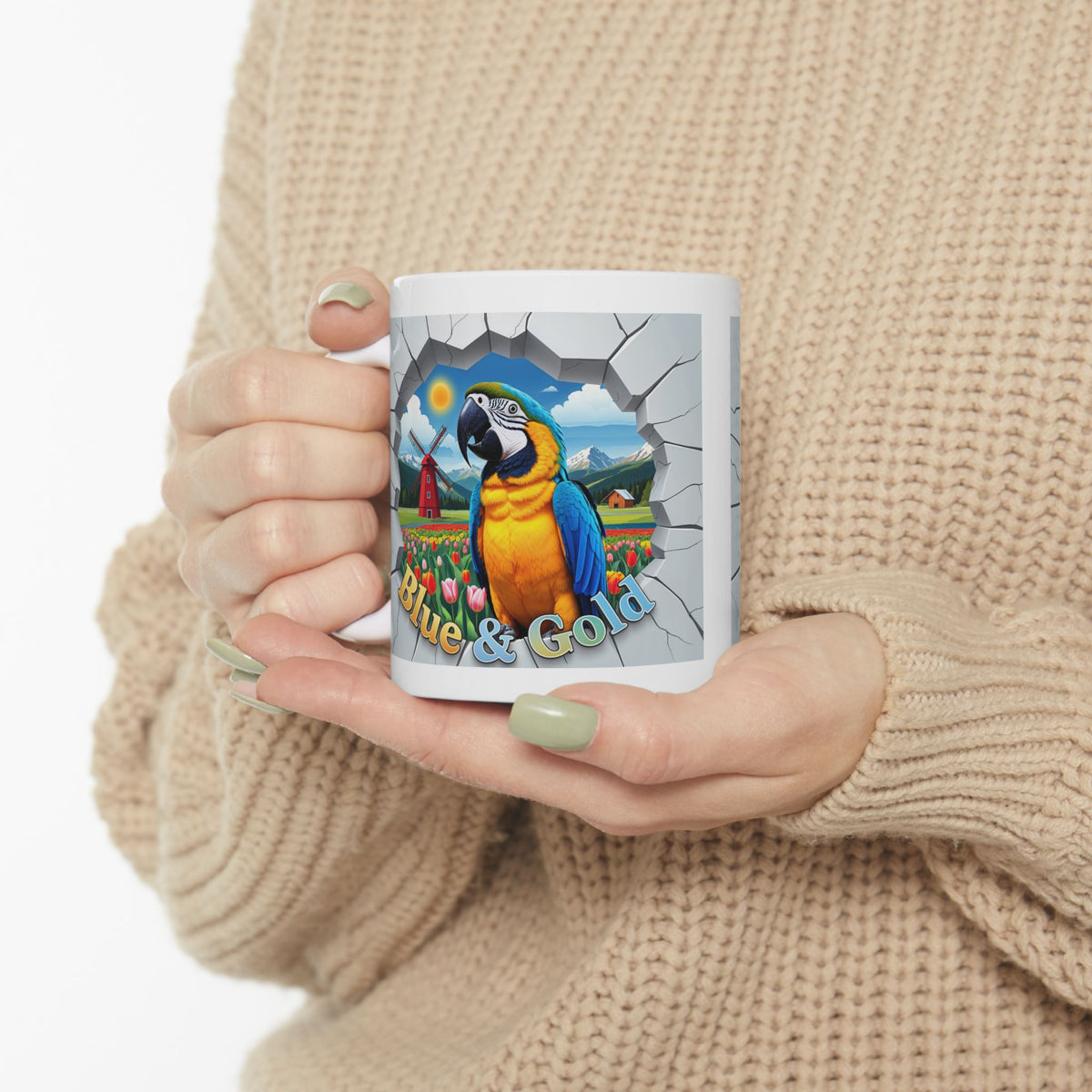 Blue and Gold Meadow Scenic Mug