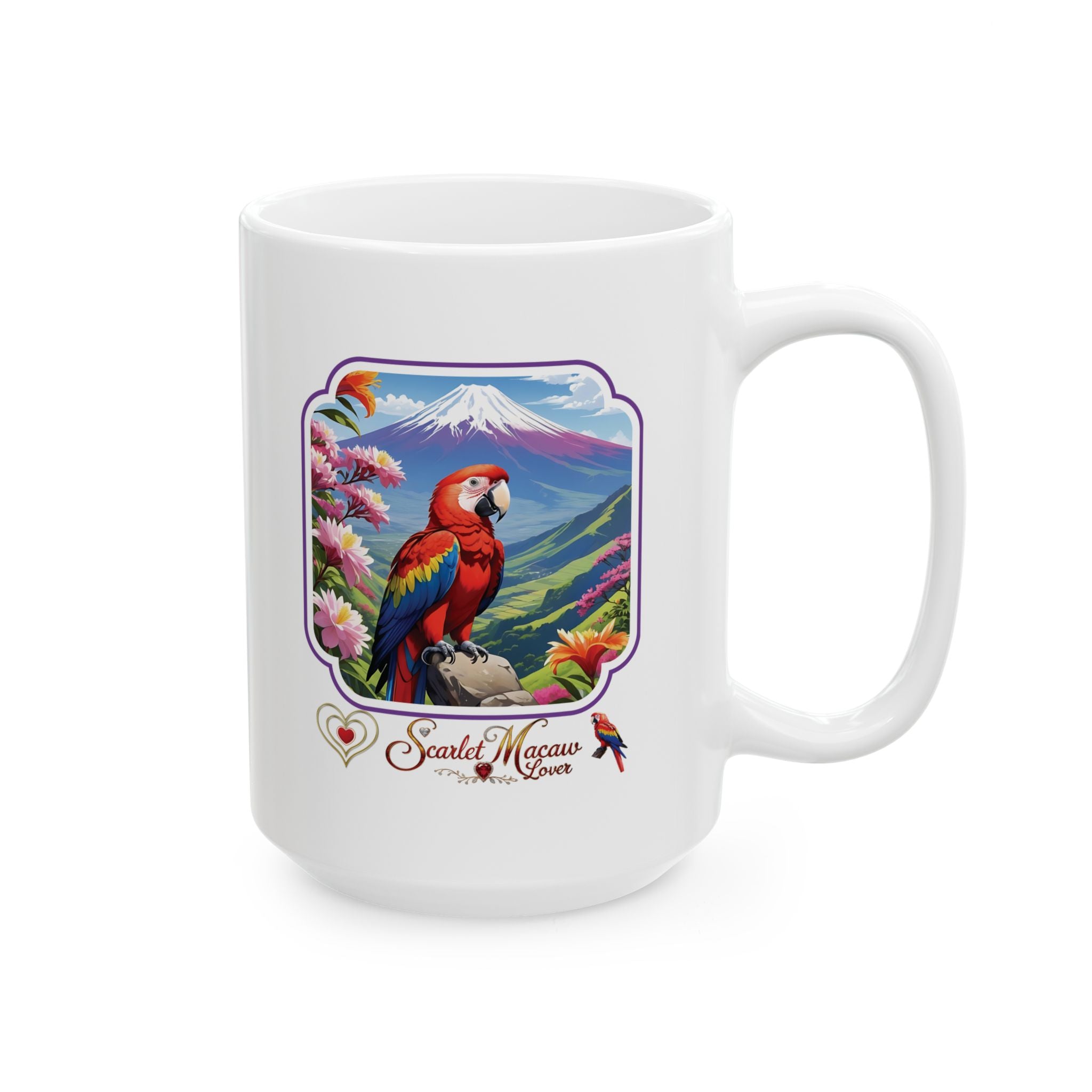 Floral Scarlet Macaw Lover Mug
