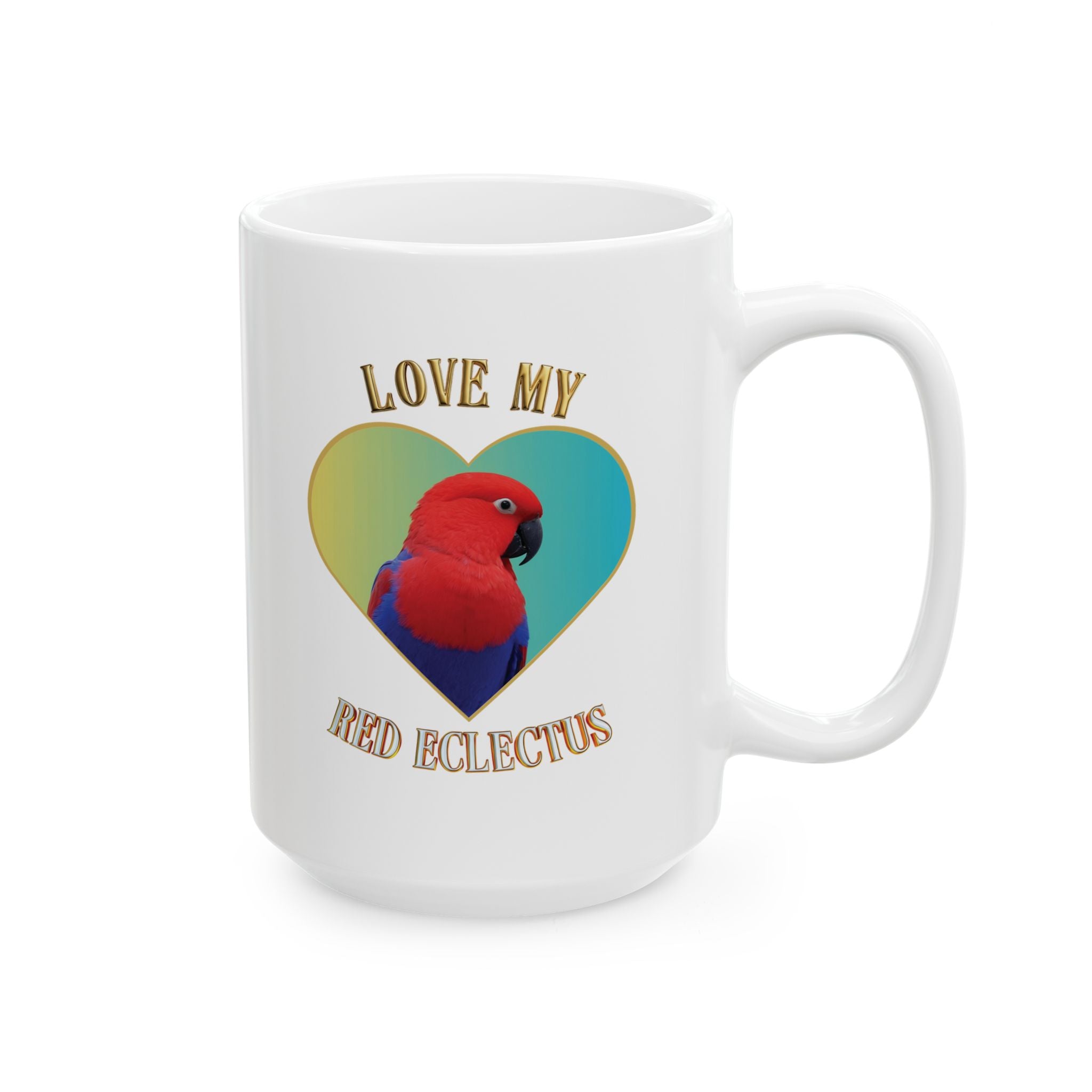 Love My Red Eclectus Heart Mug
