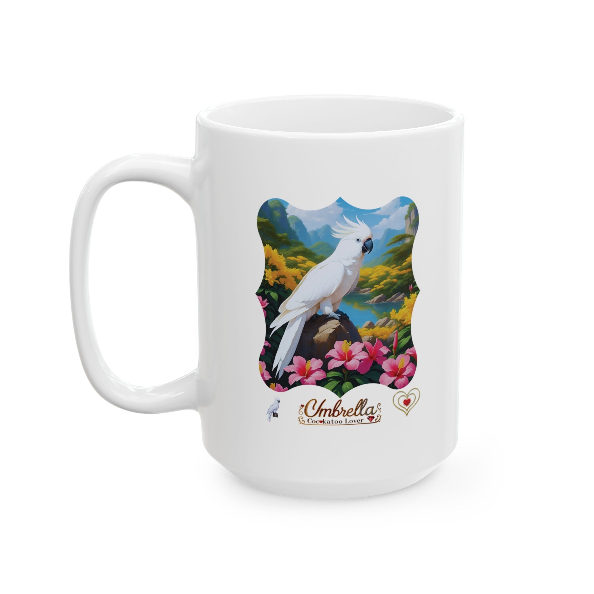Umbrella Cockatoo Lover Floral Lake Mug