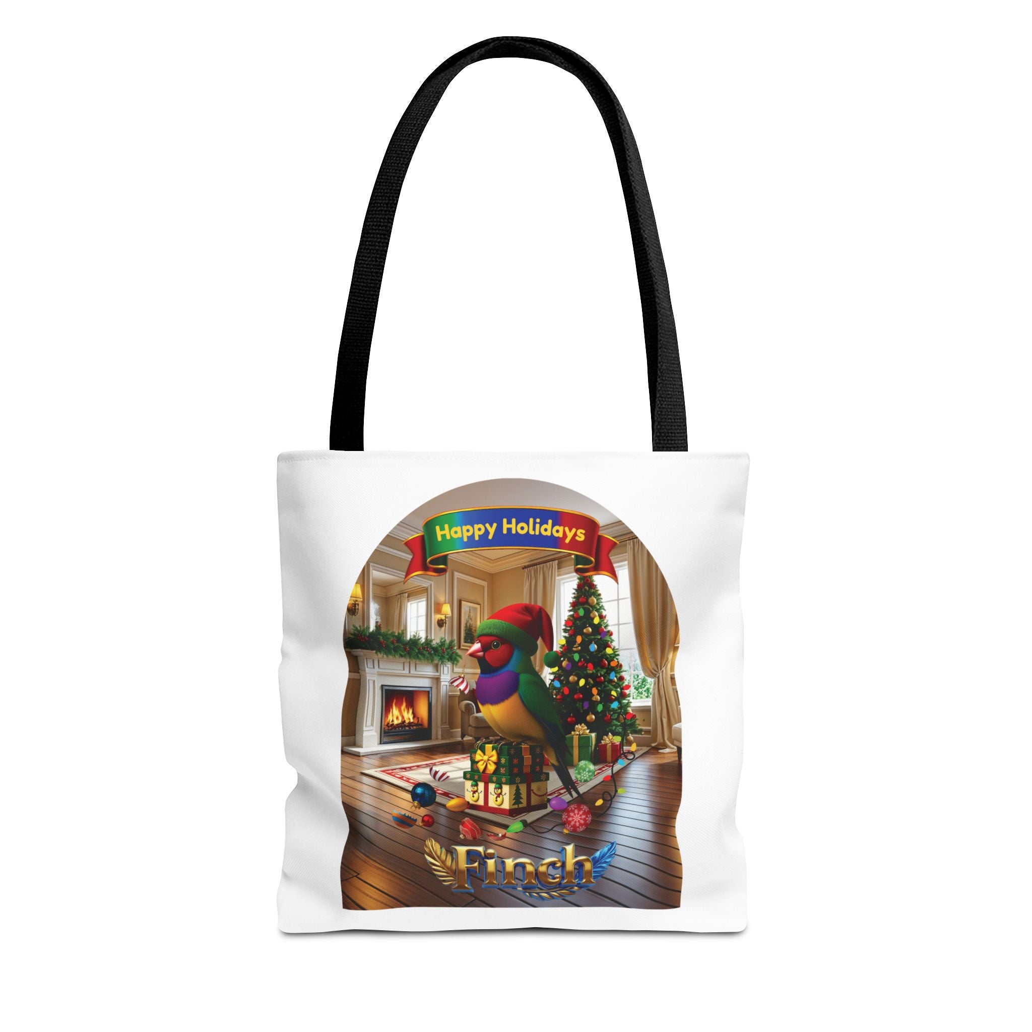 Happy Holidays Finch Tote Bag