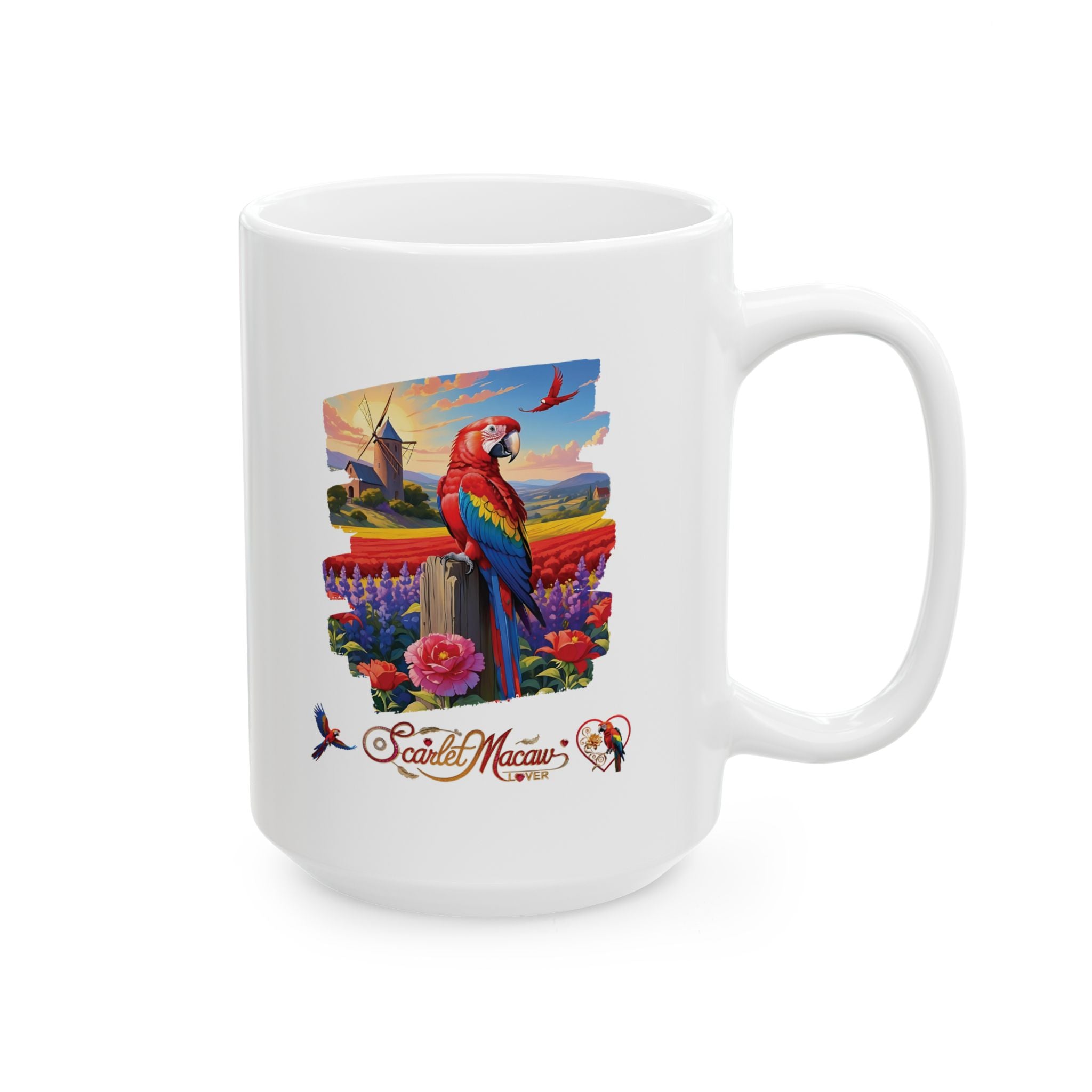 Floral Scarlet Macaw Lover Mug
