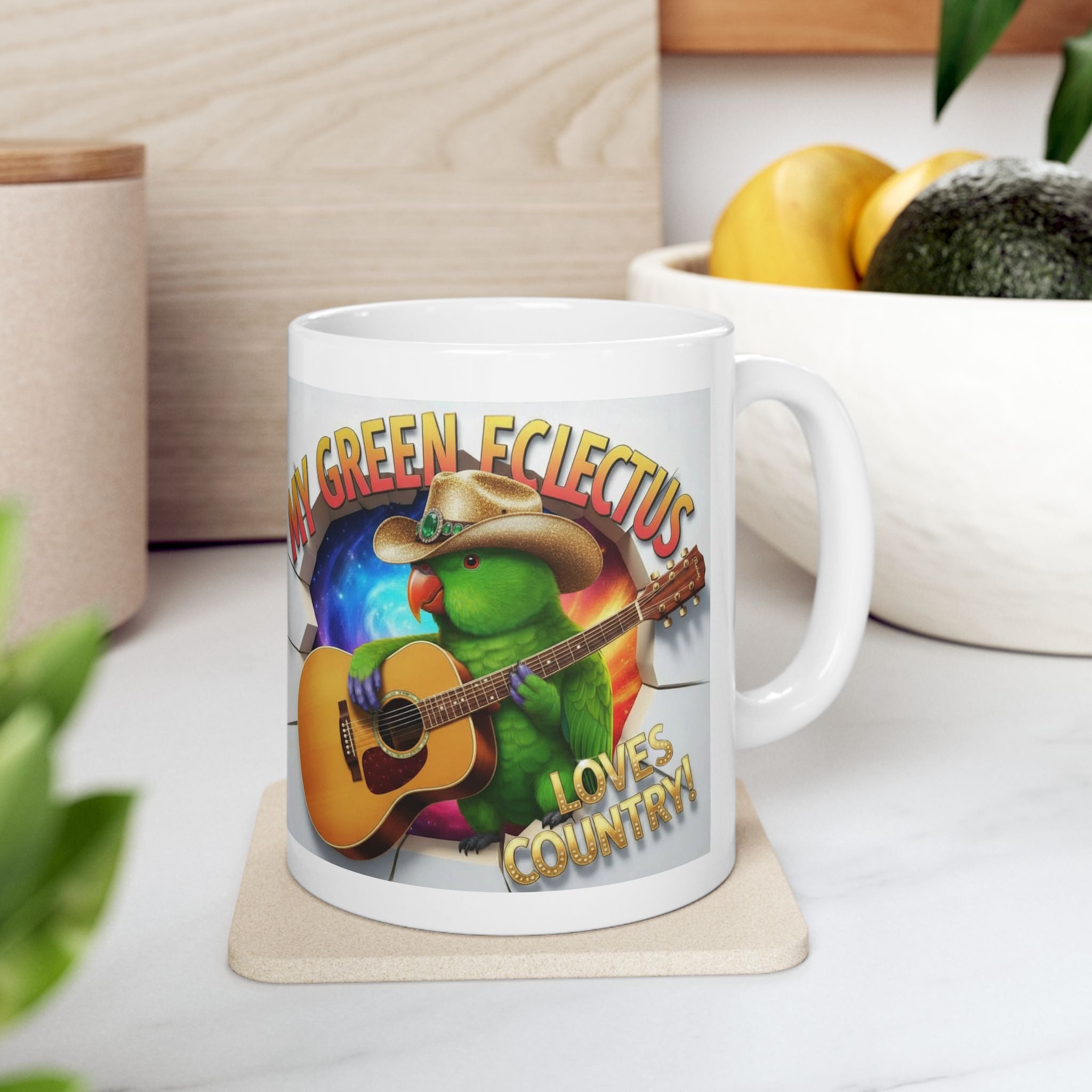 My Green Eclectus Loves Country Mug