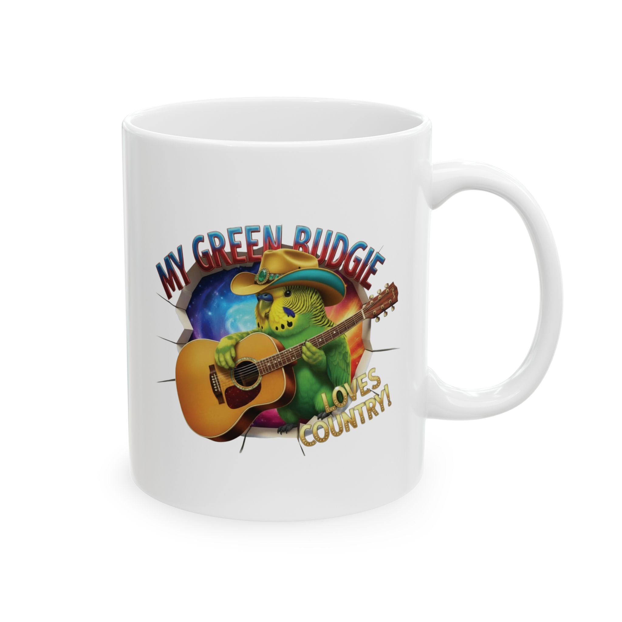 Green Budgie Loves Country Mug