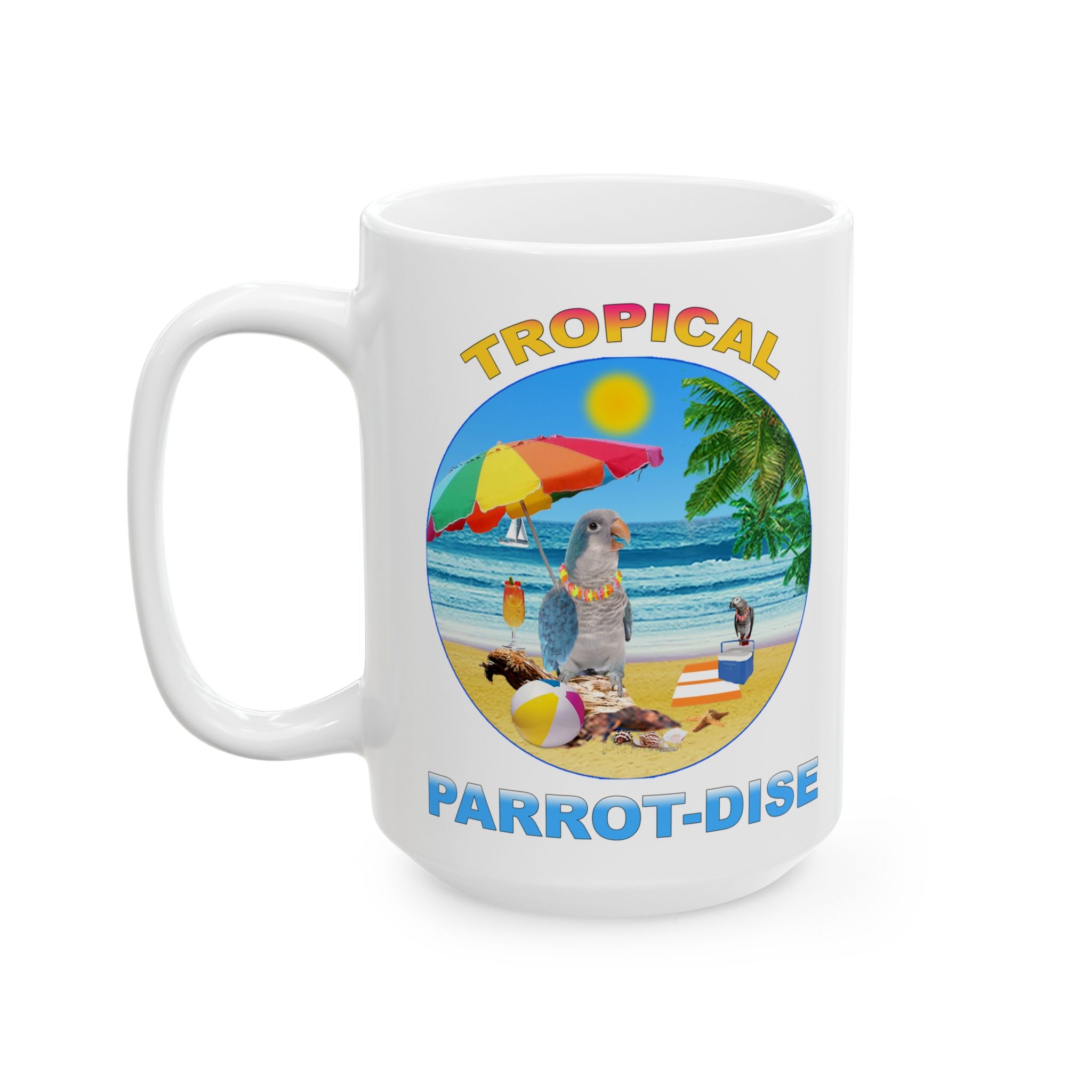 Tropical Parrot-Dise Blue Quaker Mug