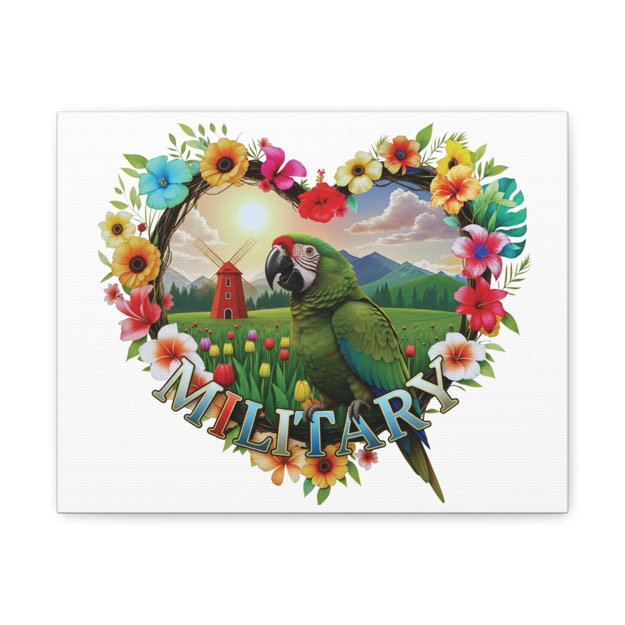 Military Parrot Floral Wall-Hanging
