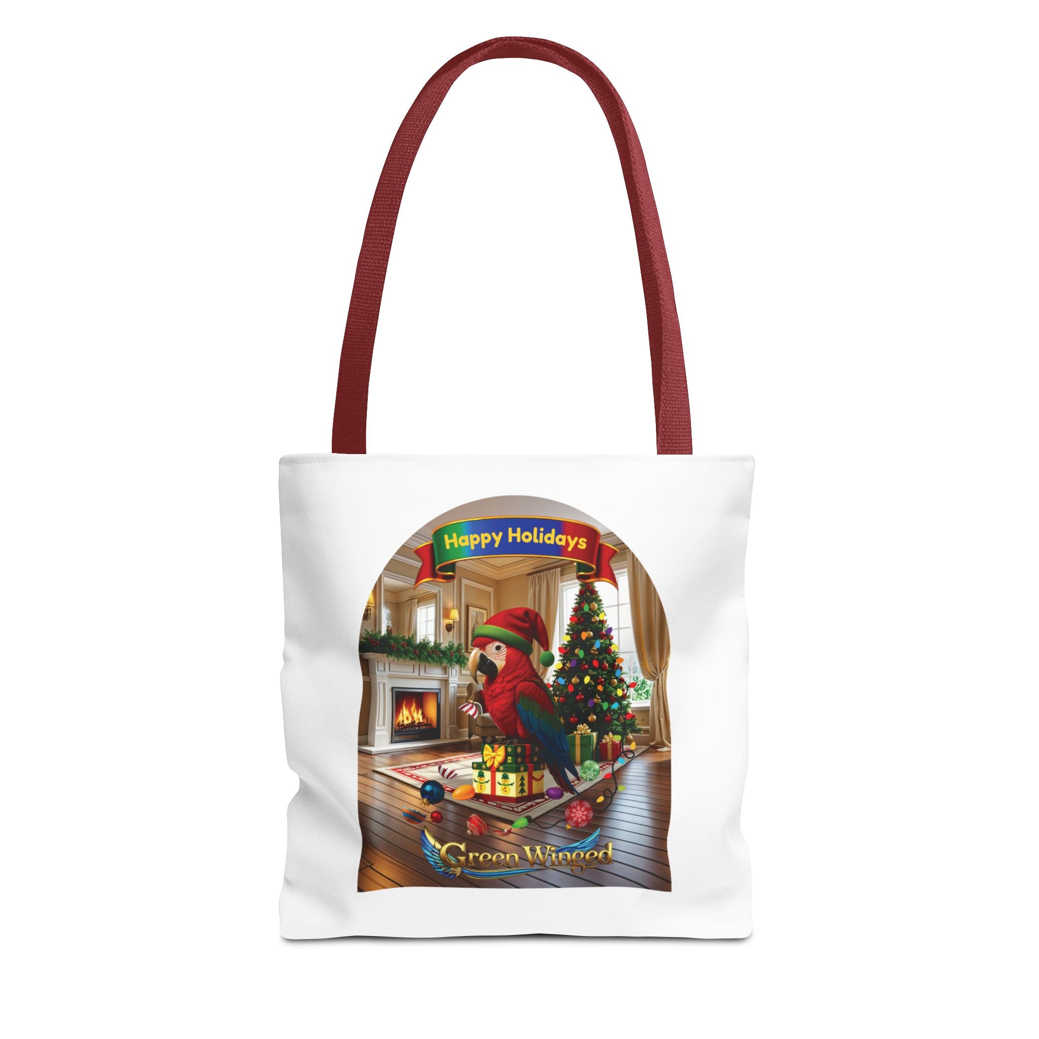 Happy Holidays Green Winged Tote Bag