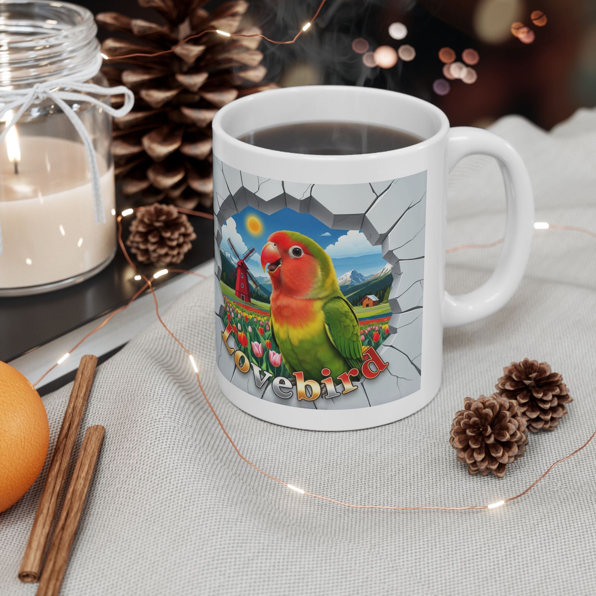 Lovebird Meadow Scenic Mug