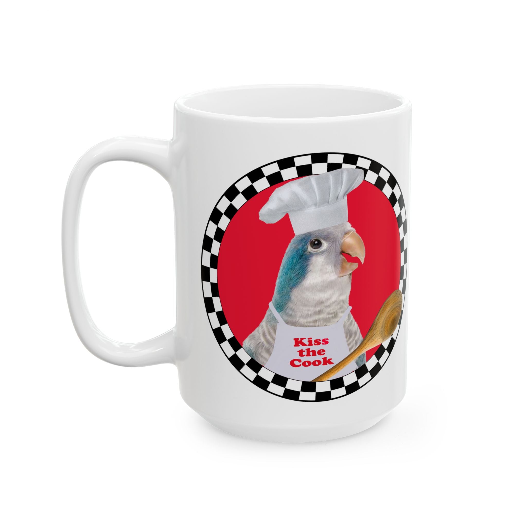 Kiss The Cook Spoon Blue Quaker Mug