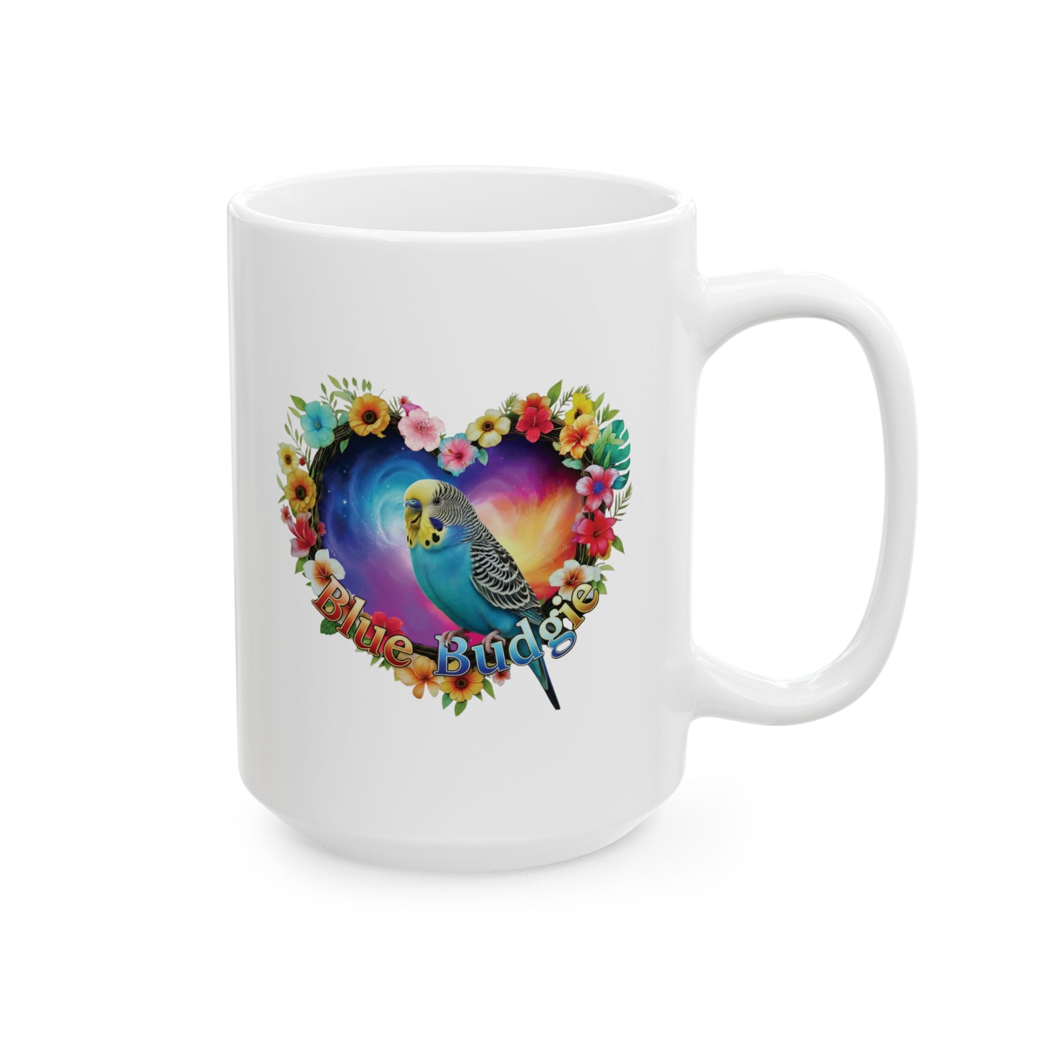 Blue Budgie Floral Mug