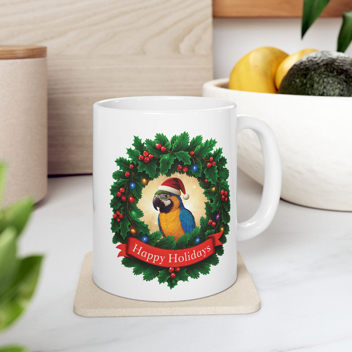 Happy Holidays Blue & Gold Mug