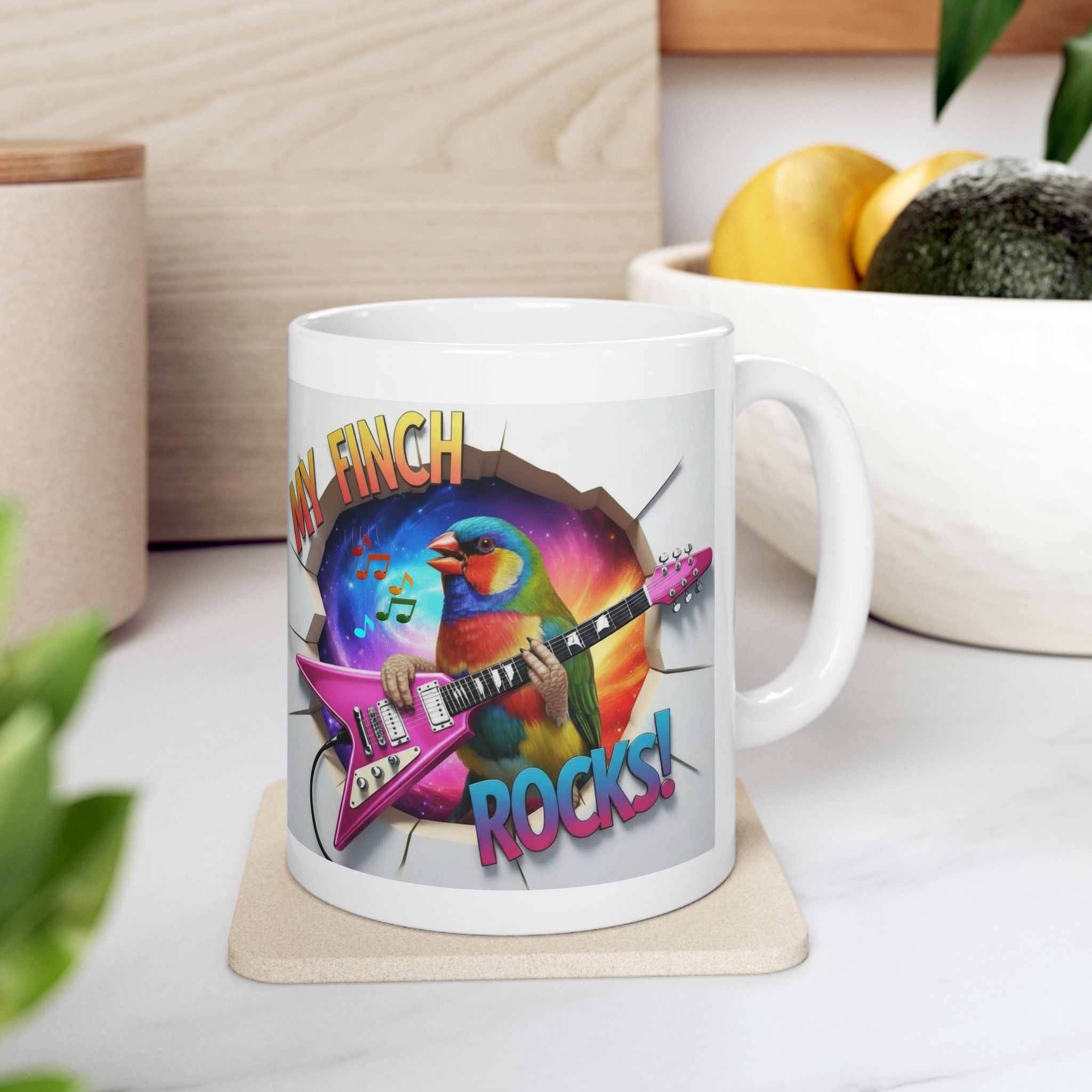 My Finch Rocks Guitar Mug