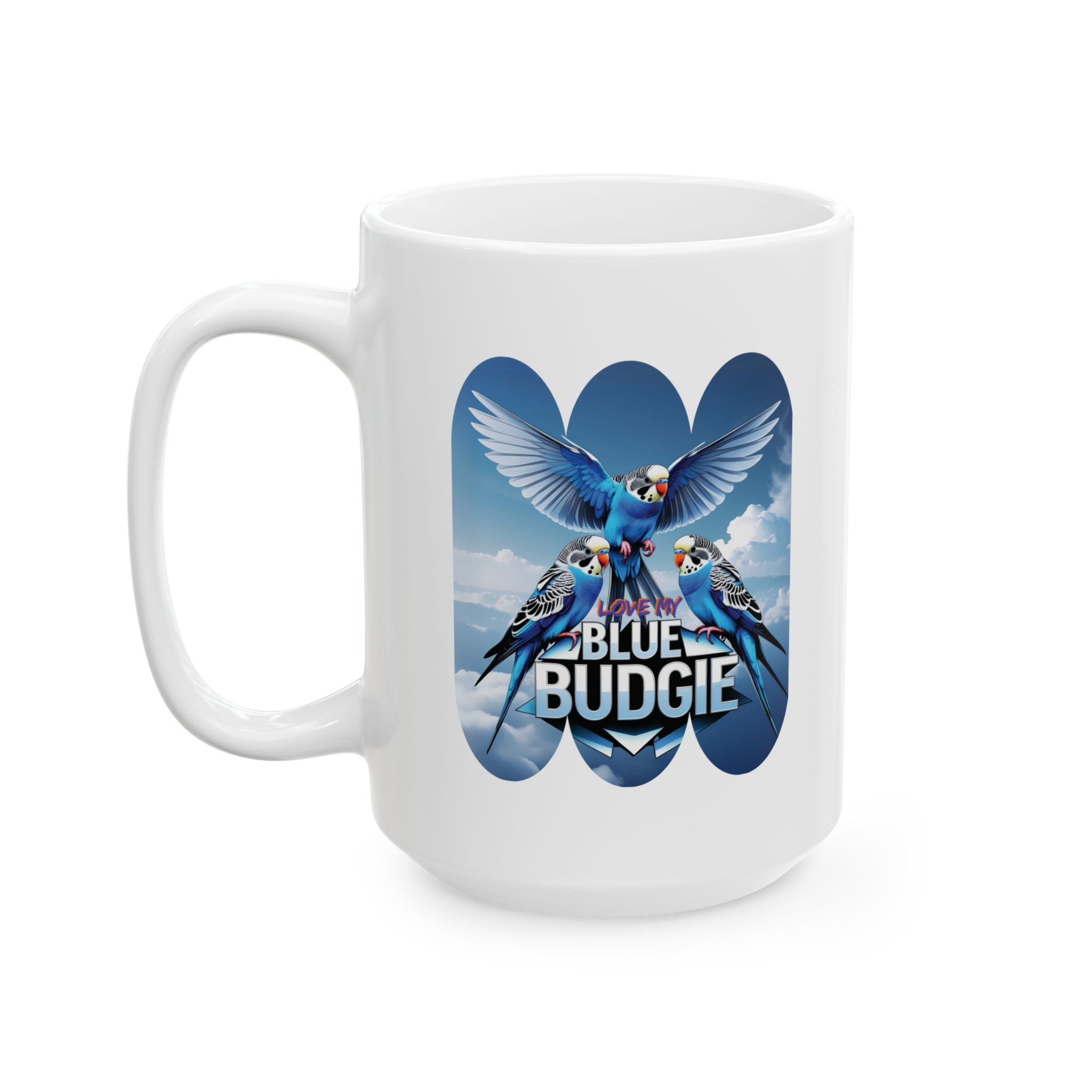 Love My Blue Budgie Flying Mug