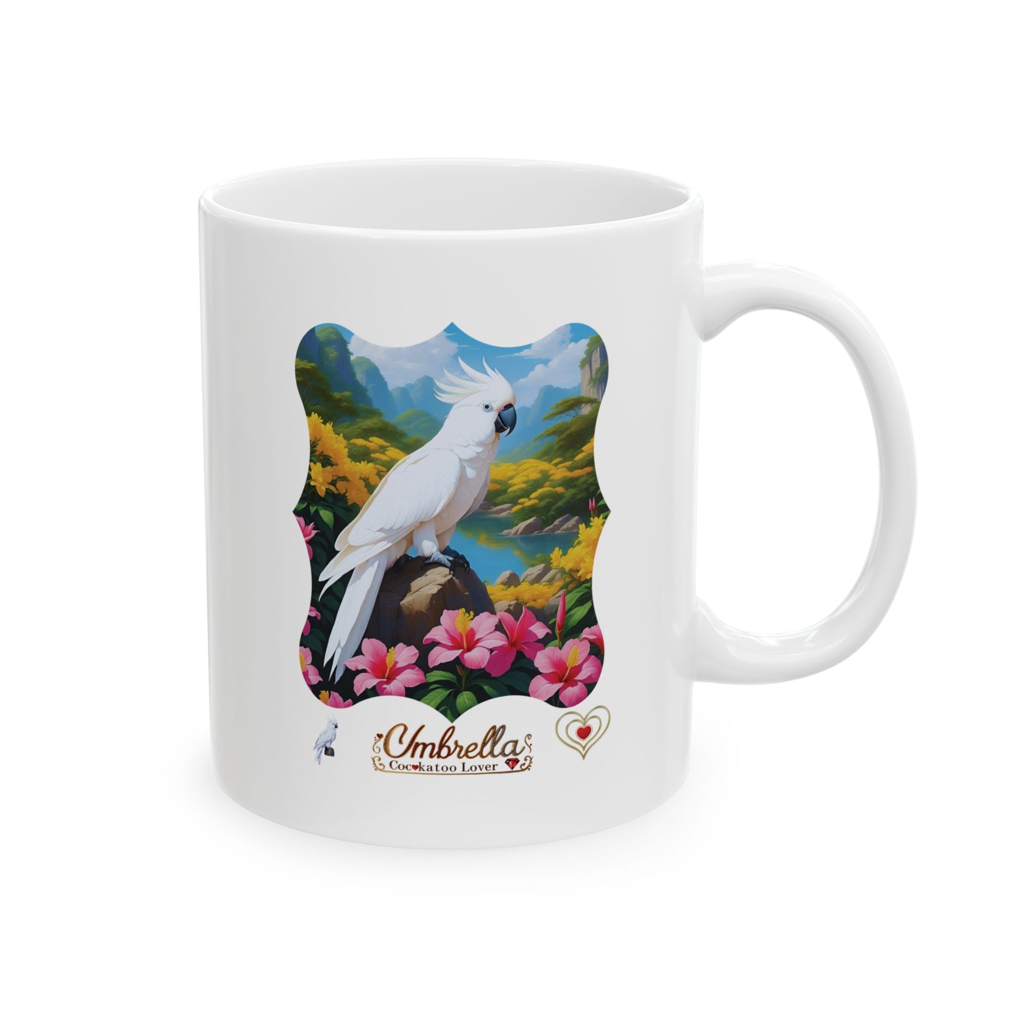 Umbrella Cockatoo Lover Floral Lake Mug