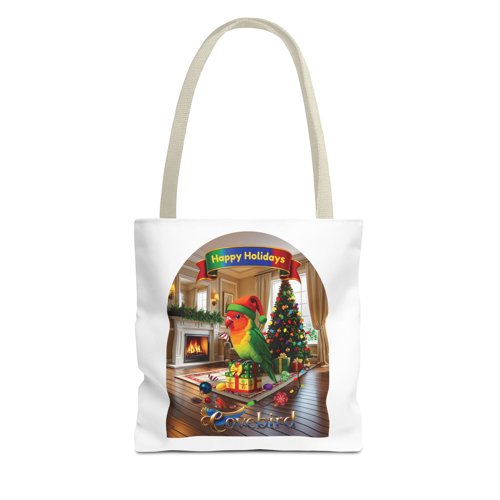 Happy Holidays Lovebird Tote Bag