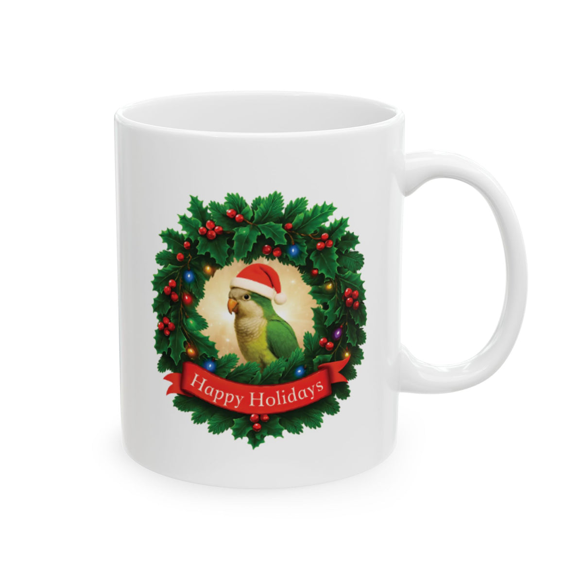 Happy Holidays Green Quaker Mug
