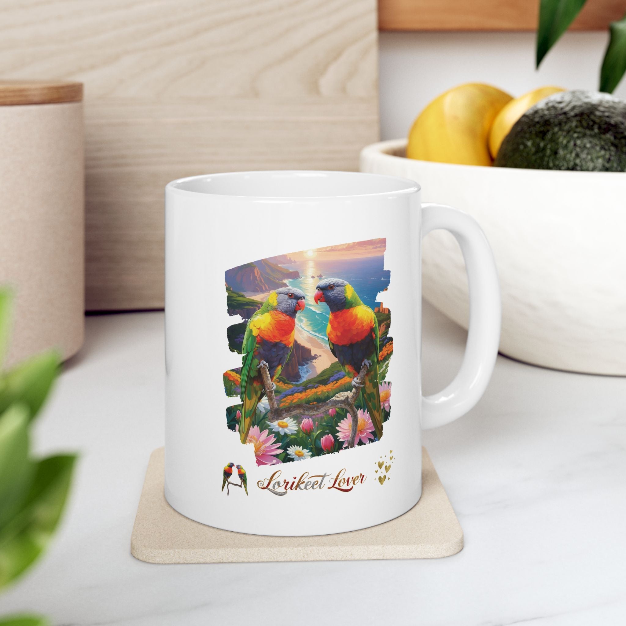 Lorikeet Lover Floral Scenic Mug