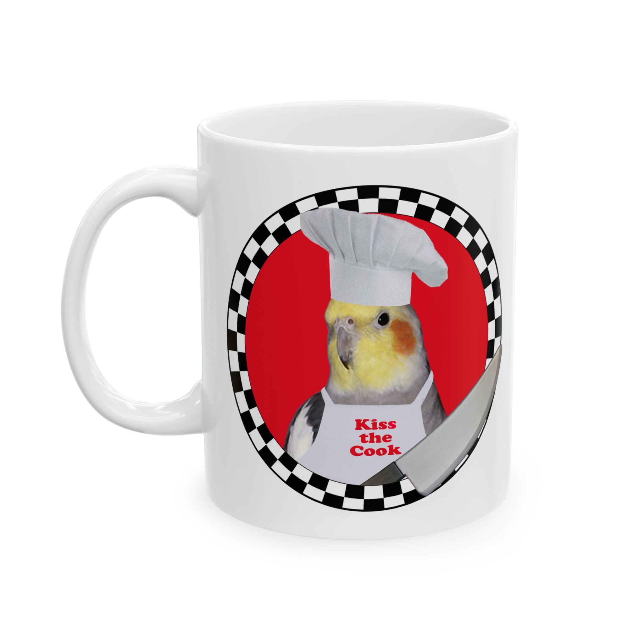Kiss The Cook Cockatiel Mug