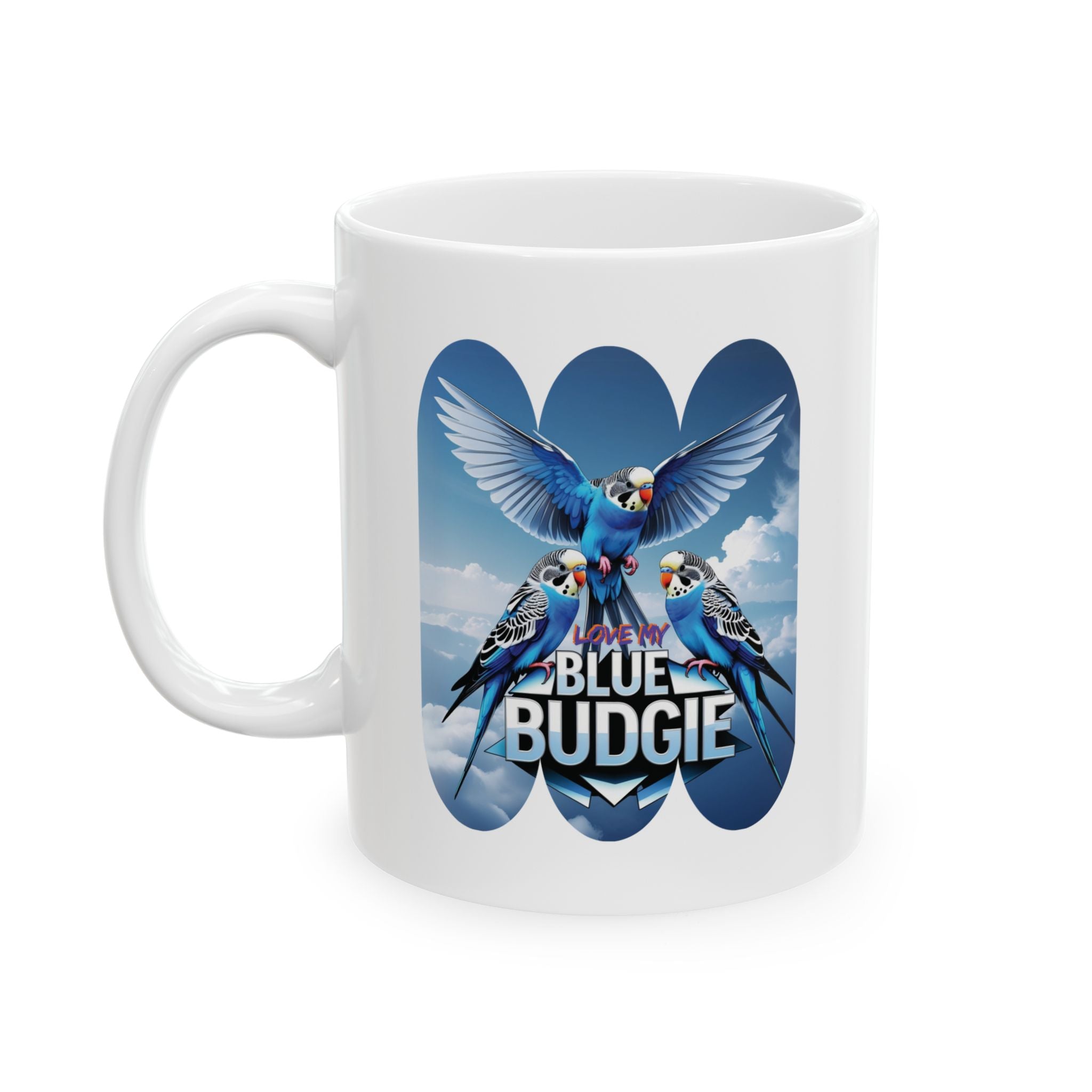 Love My Blue Budgie Flying Mug