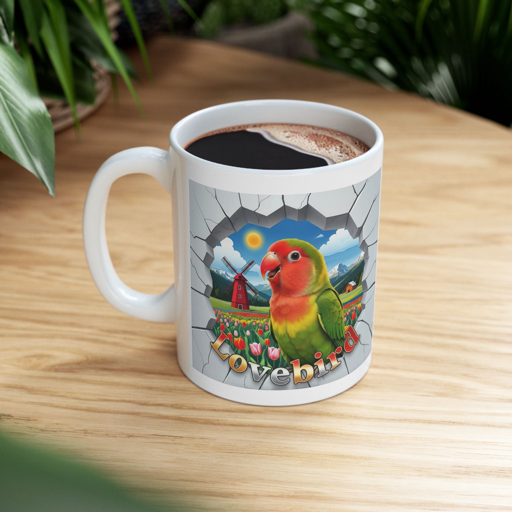 Lovebird Meadow Scenic Mug