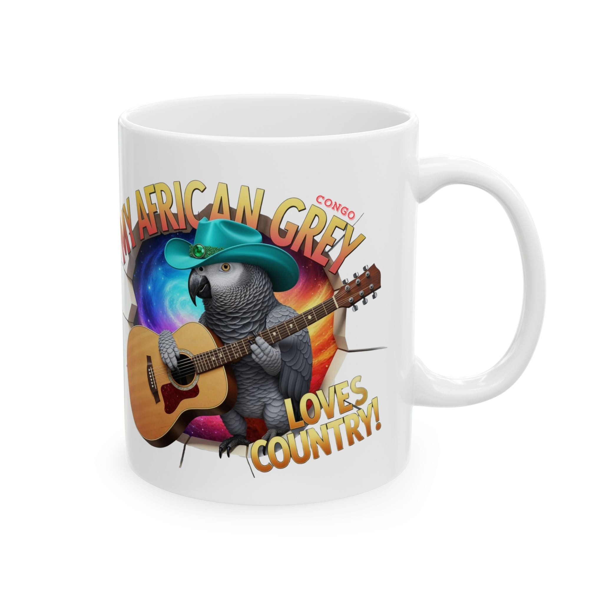 African Grey Loves Country Mug