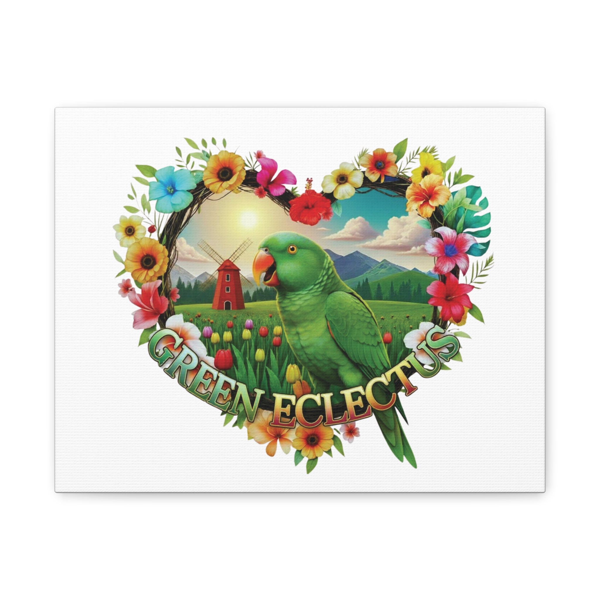 Green Eclectus Floral Heart Wall Hanging