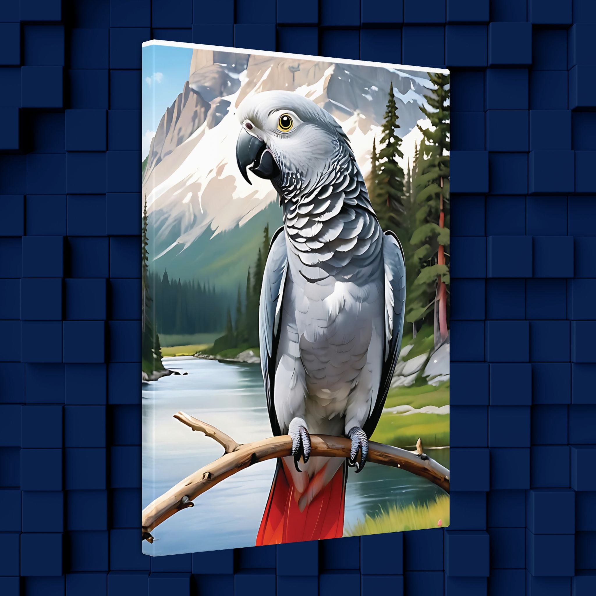 African Grey Congo Canvas Wall Hangings