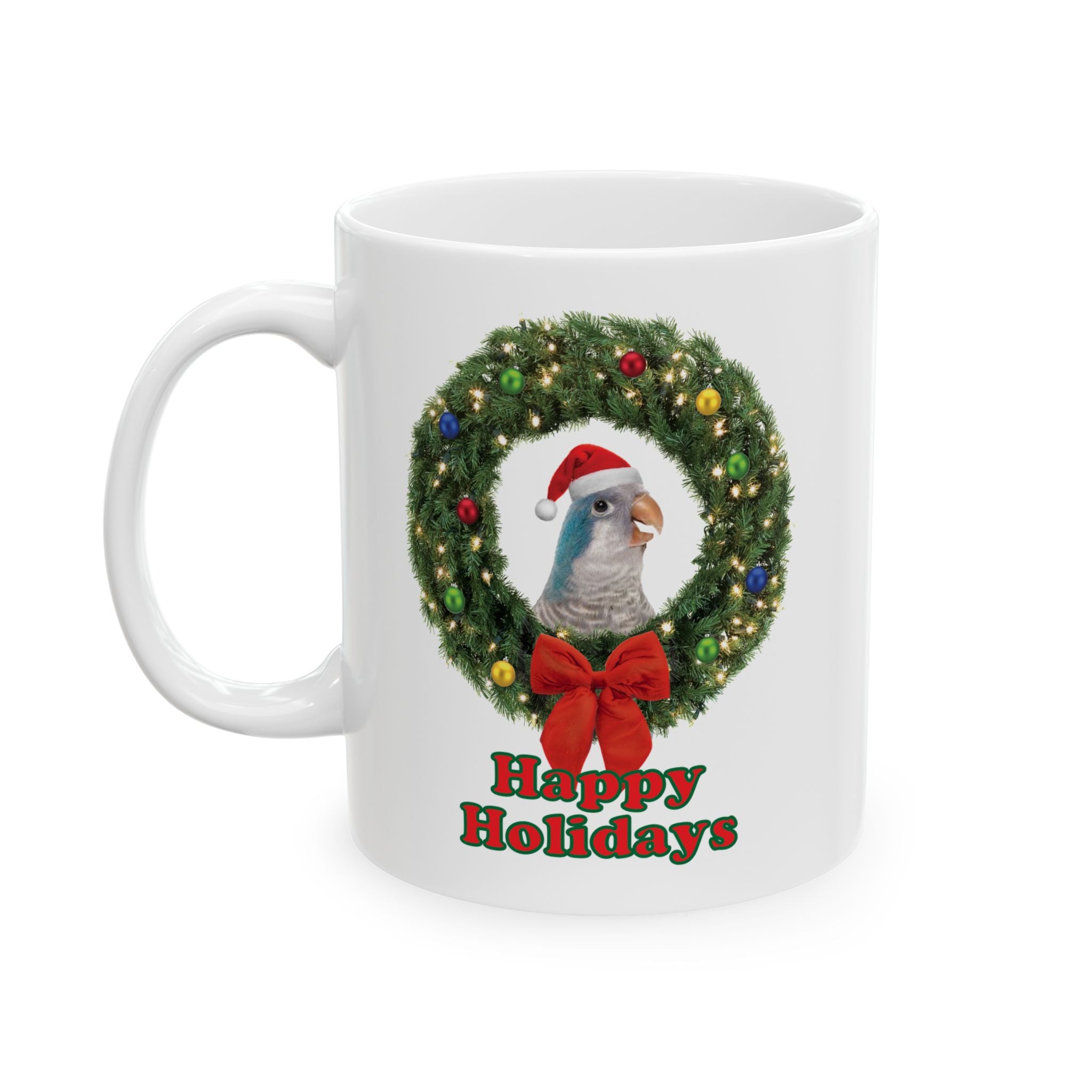 Happy Christmas Holidays Blue Quaker Mug