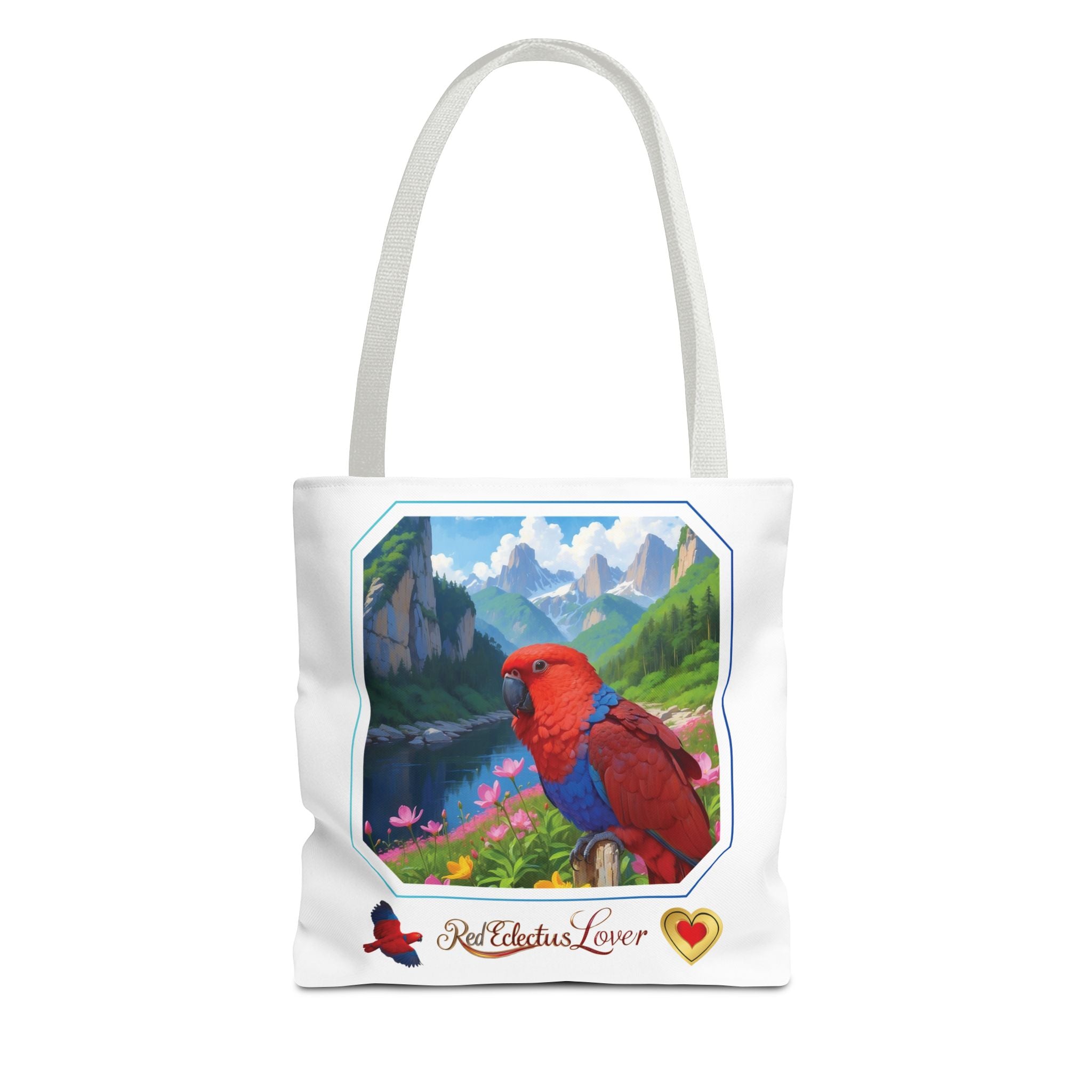Floral Red Eclectus Lover Tote Bag