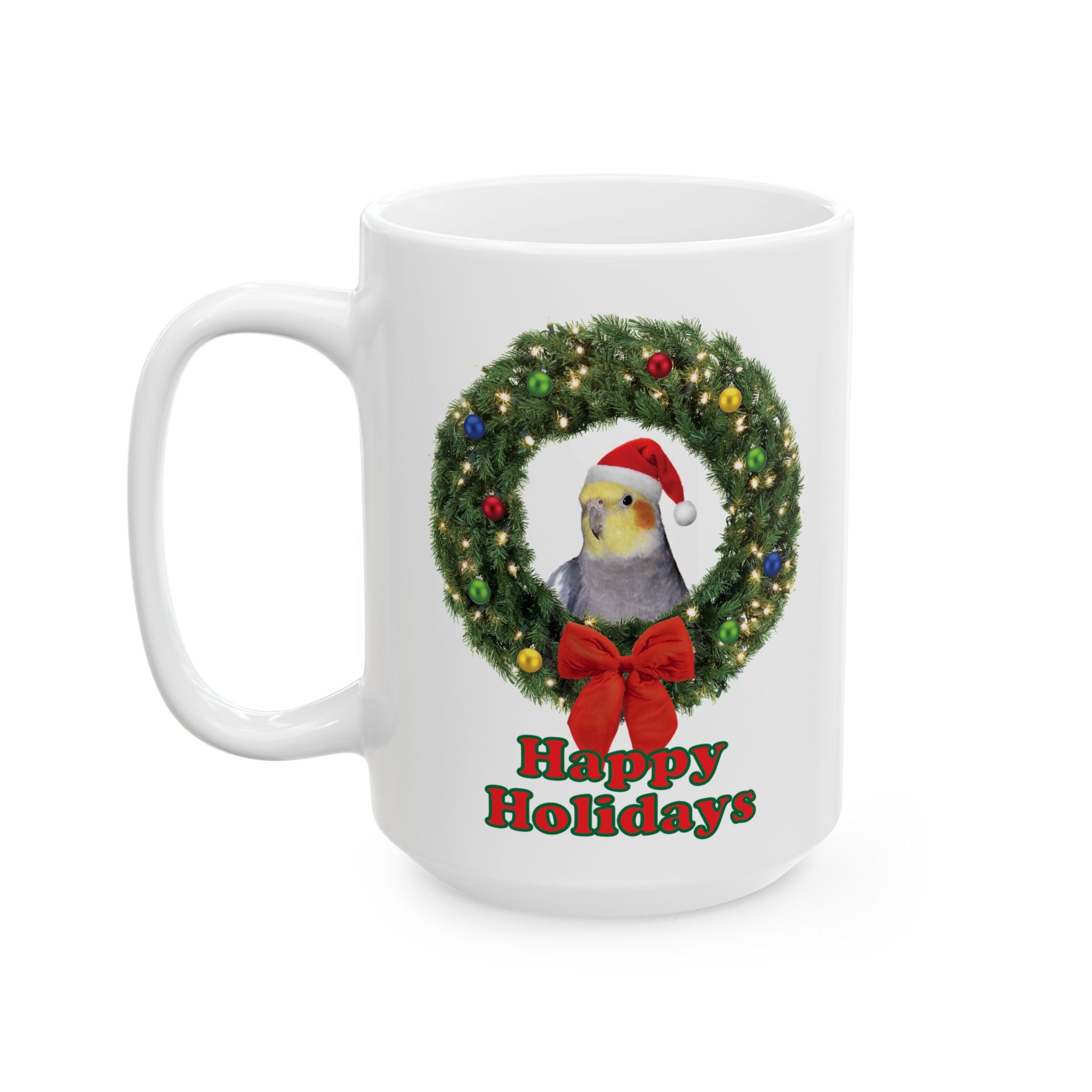 Happy Christmas Holidays Cockatiel Mug