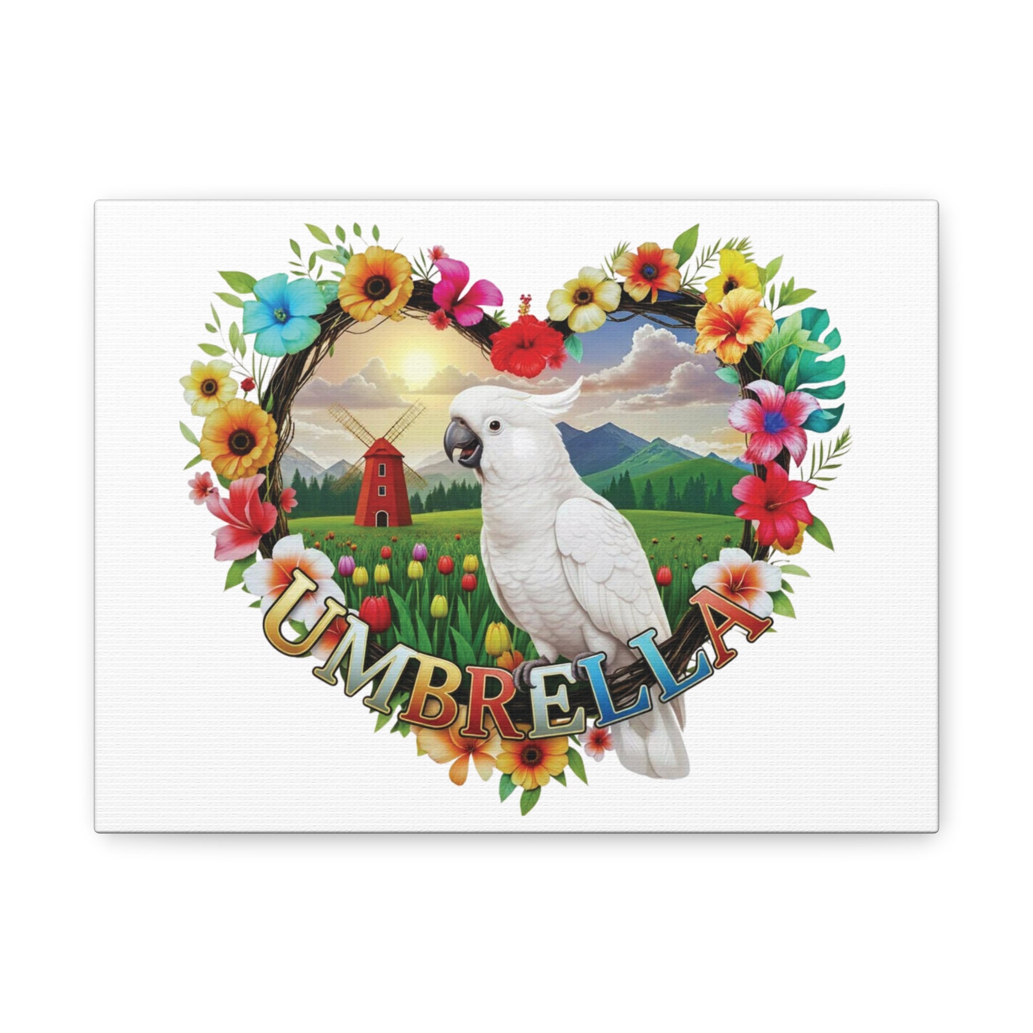Umbrella Cockatoo Floral Wall-Hanging
