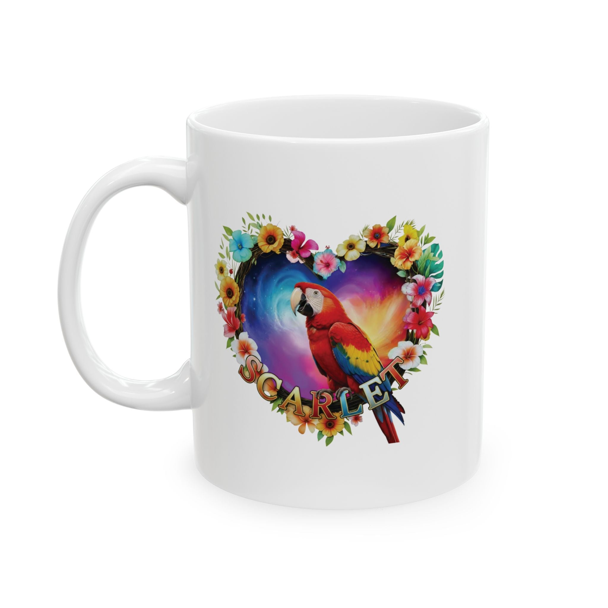 Scarlet Floral Parrot Mug