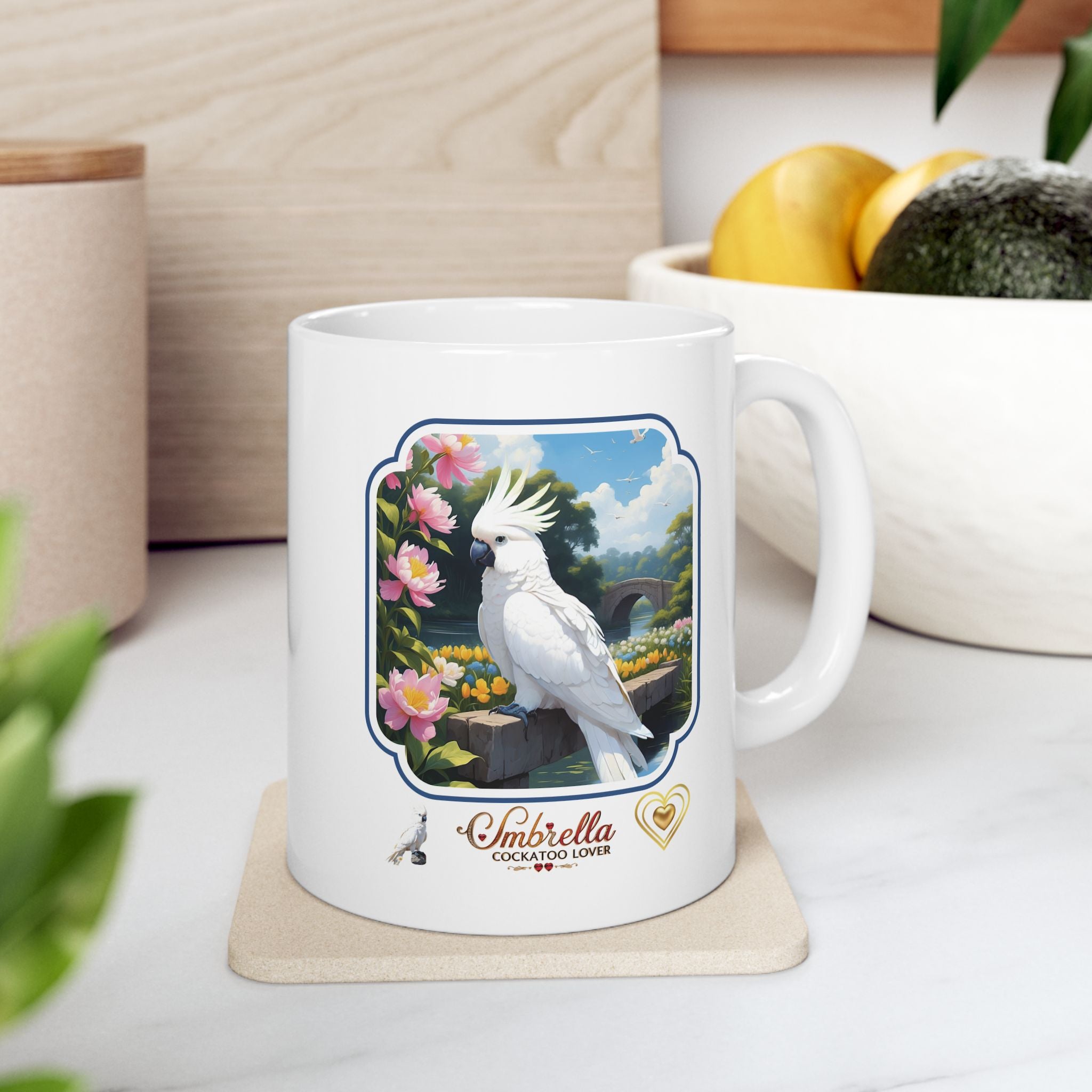 Umbrella Cockatoo Lover Floral Mug