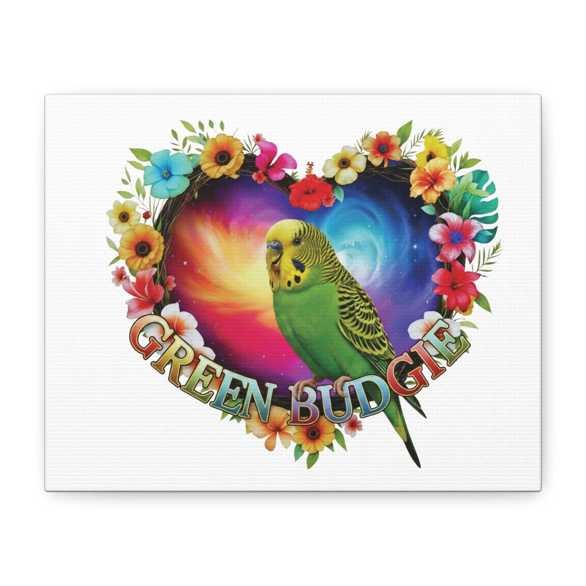 Green Budgie Heart Wall-Hanging