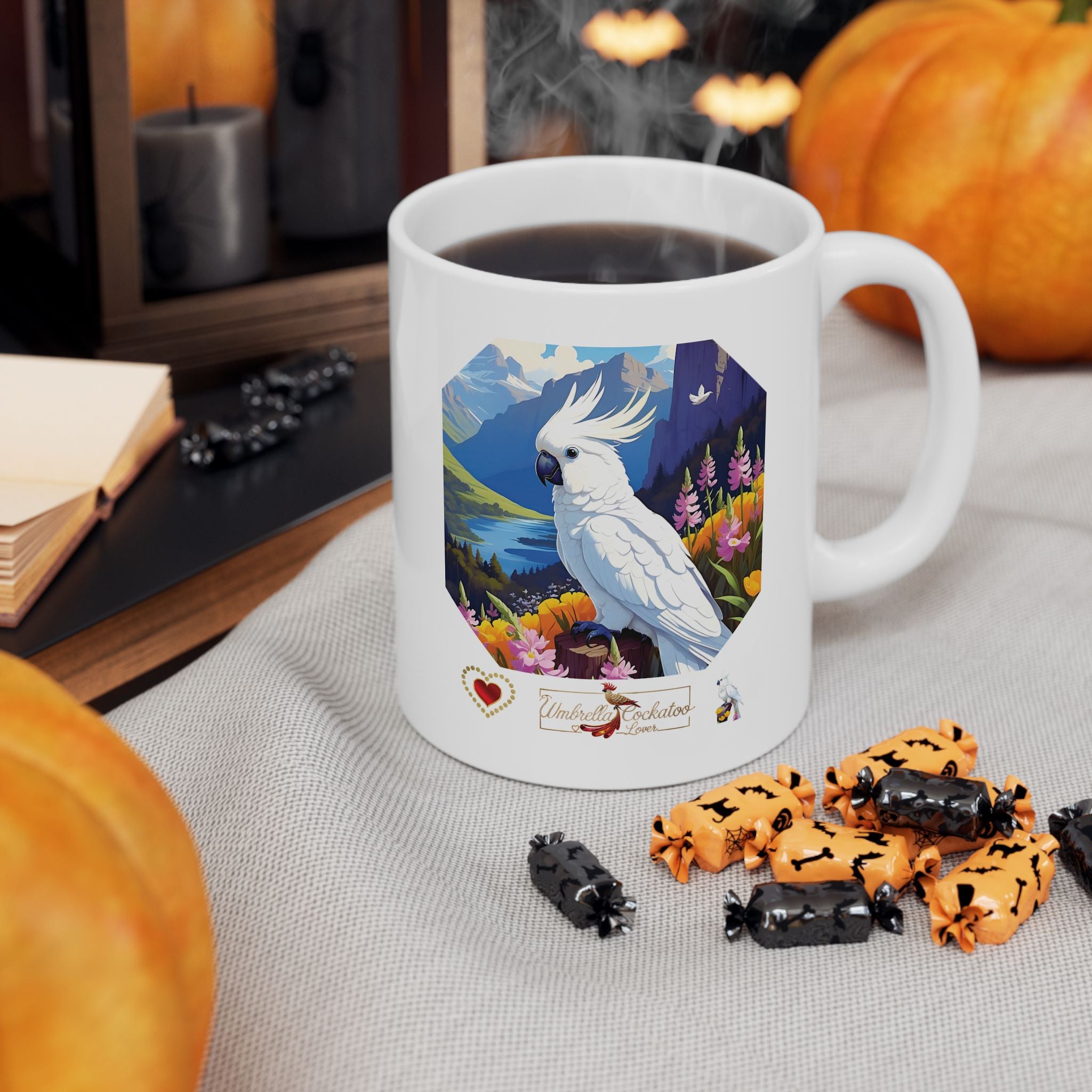 Umbrella Cockatoo Lover Floral Mug
