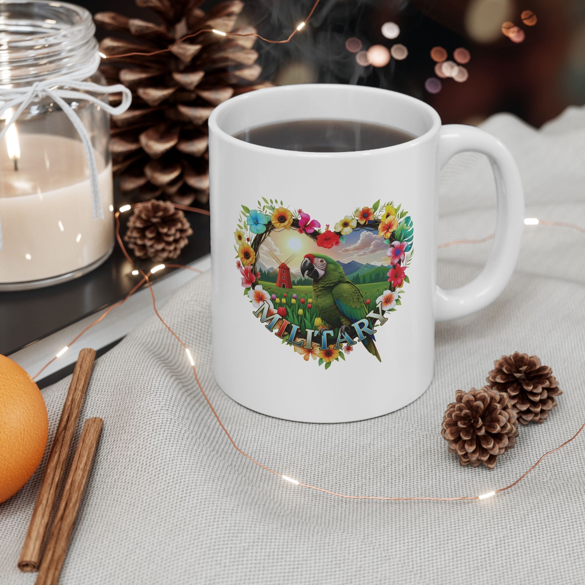 Military Parrot Floral Mug