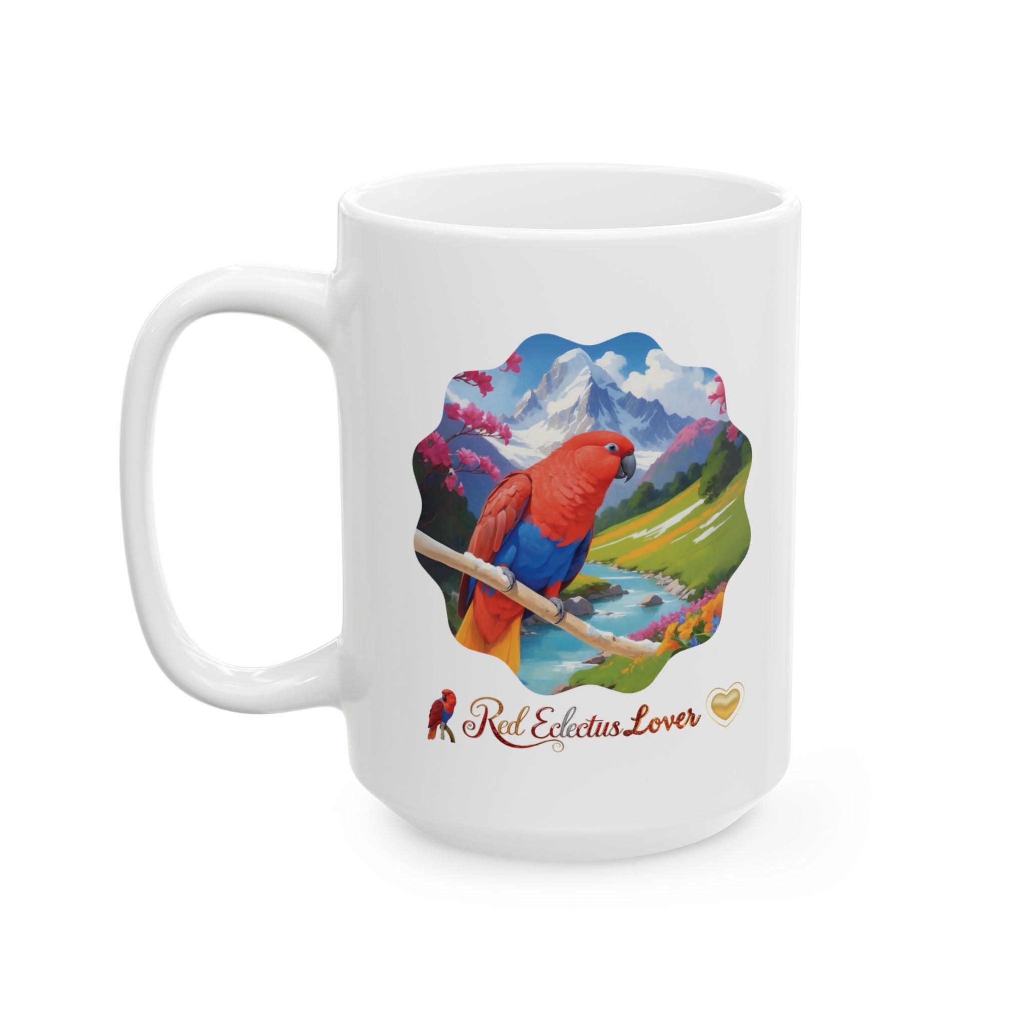 Red Eclectus Lover Lake Scenic Mug