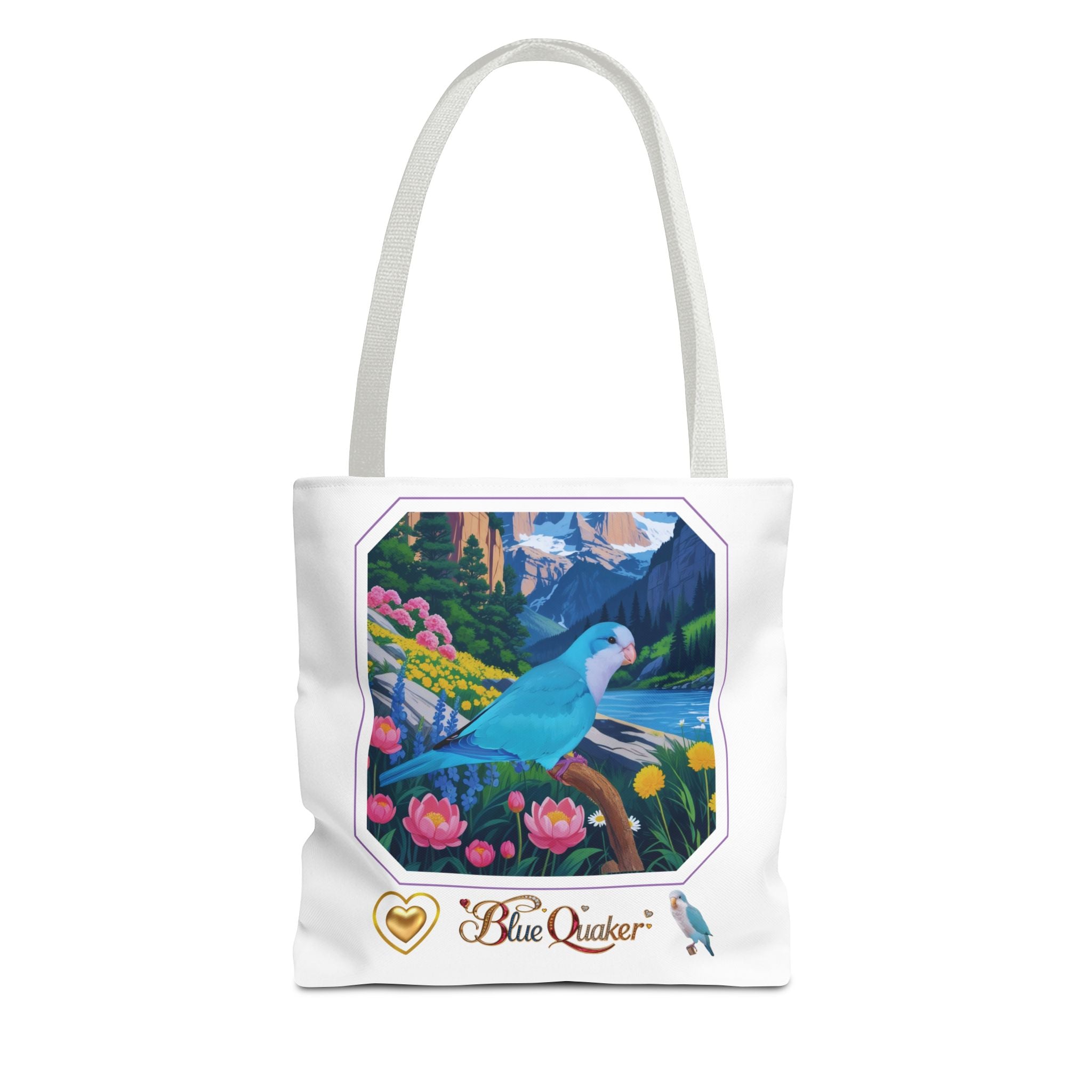 Floral Lake Blue Quaker Tote Bag