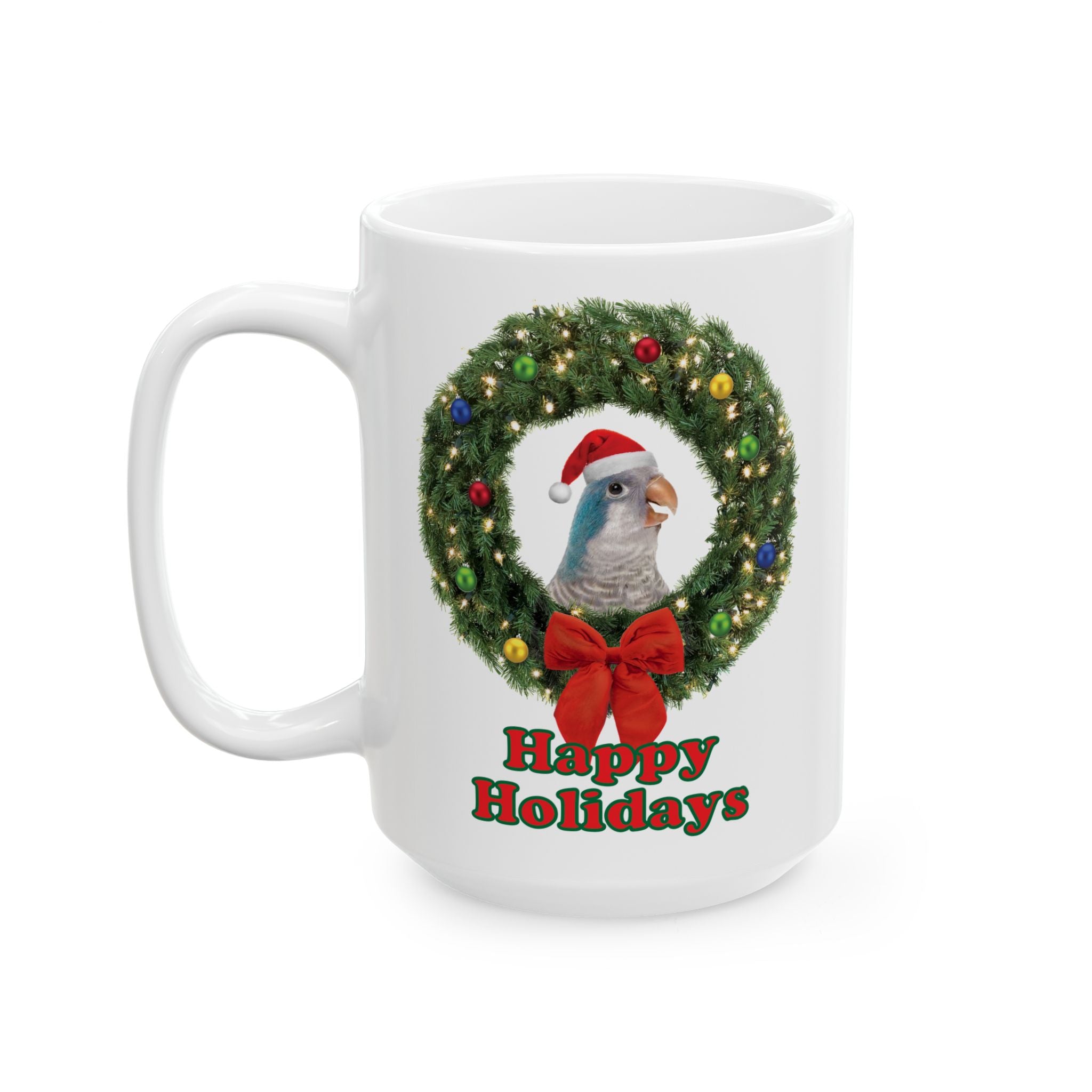 Happy Christmas Holidays Blue Quaker Mug