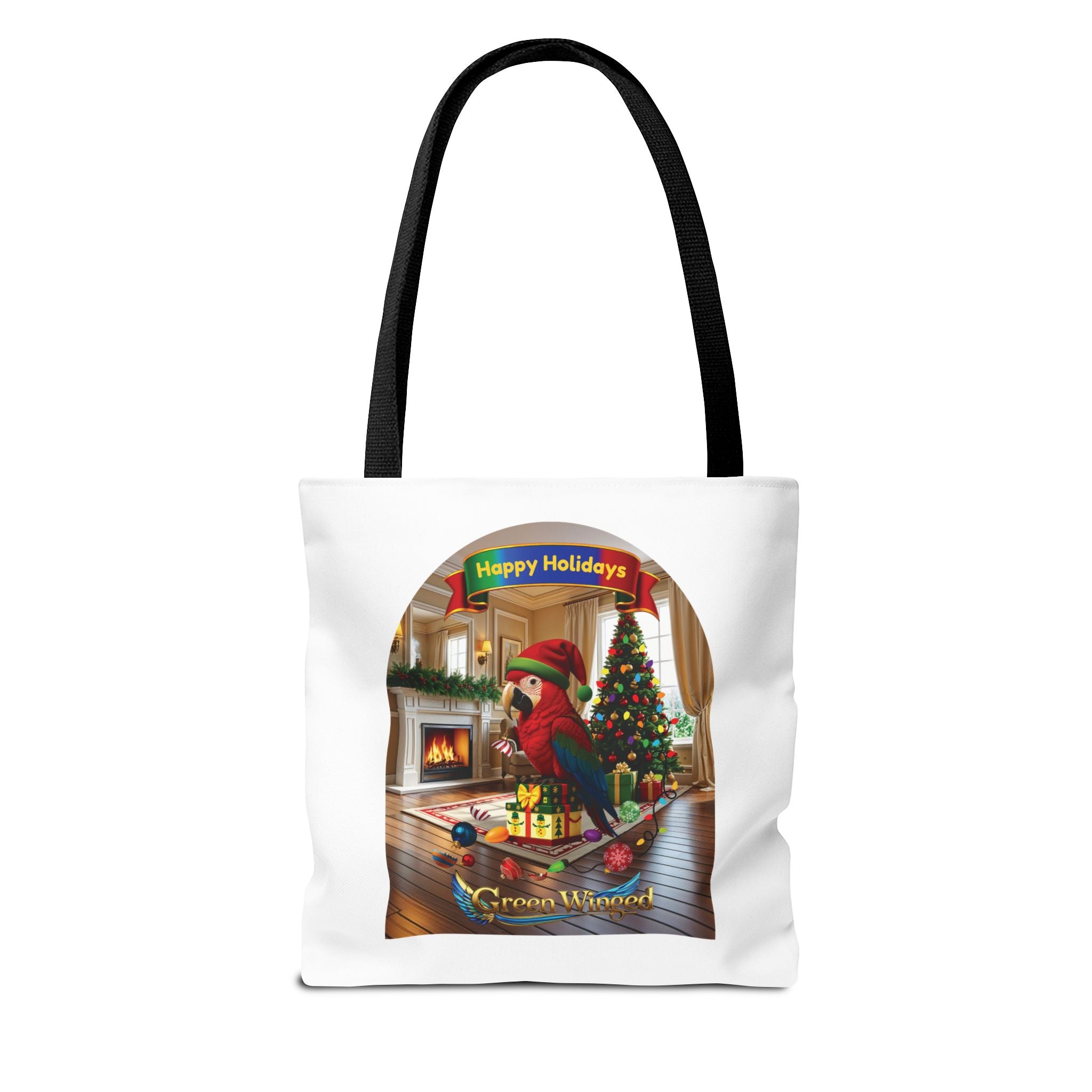 Happy Holidays Green Winged Tote Bag