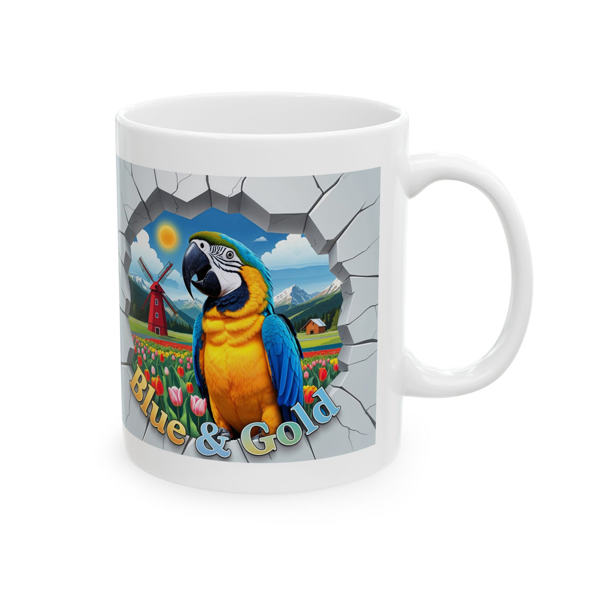 Blue and Gold Meadow Scenic Mug