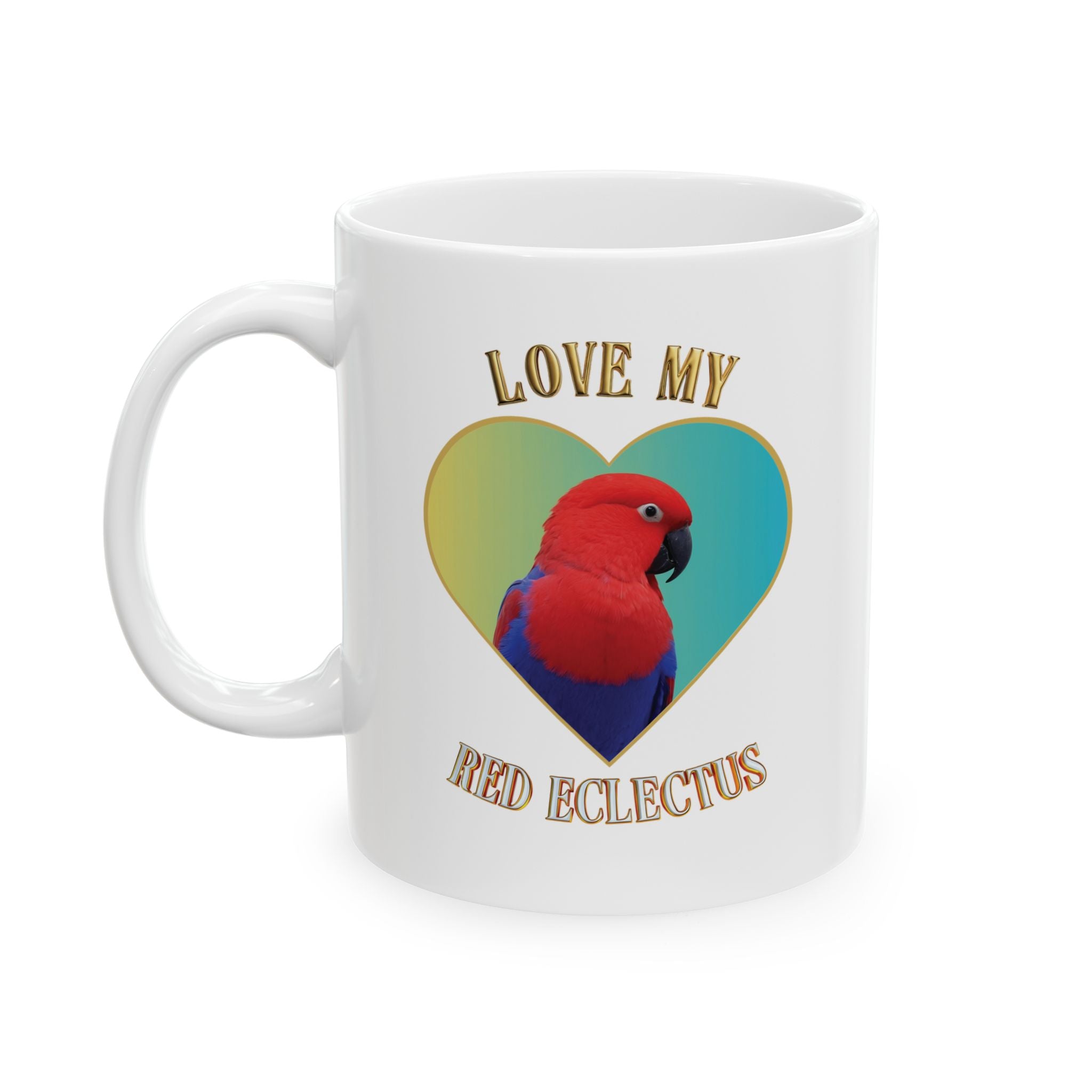 Love My Red Eclectus Heart Mug