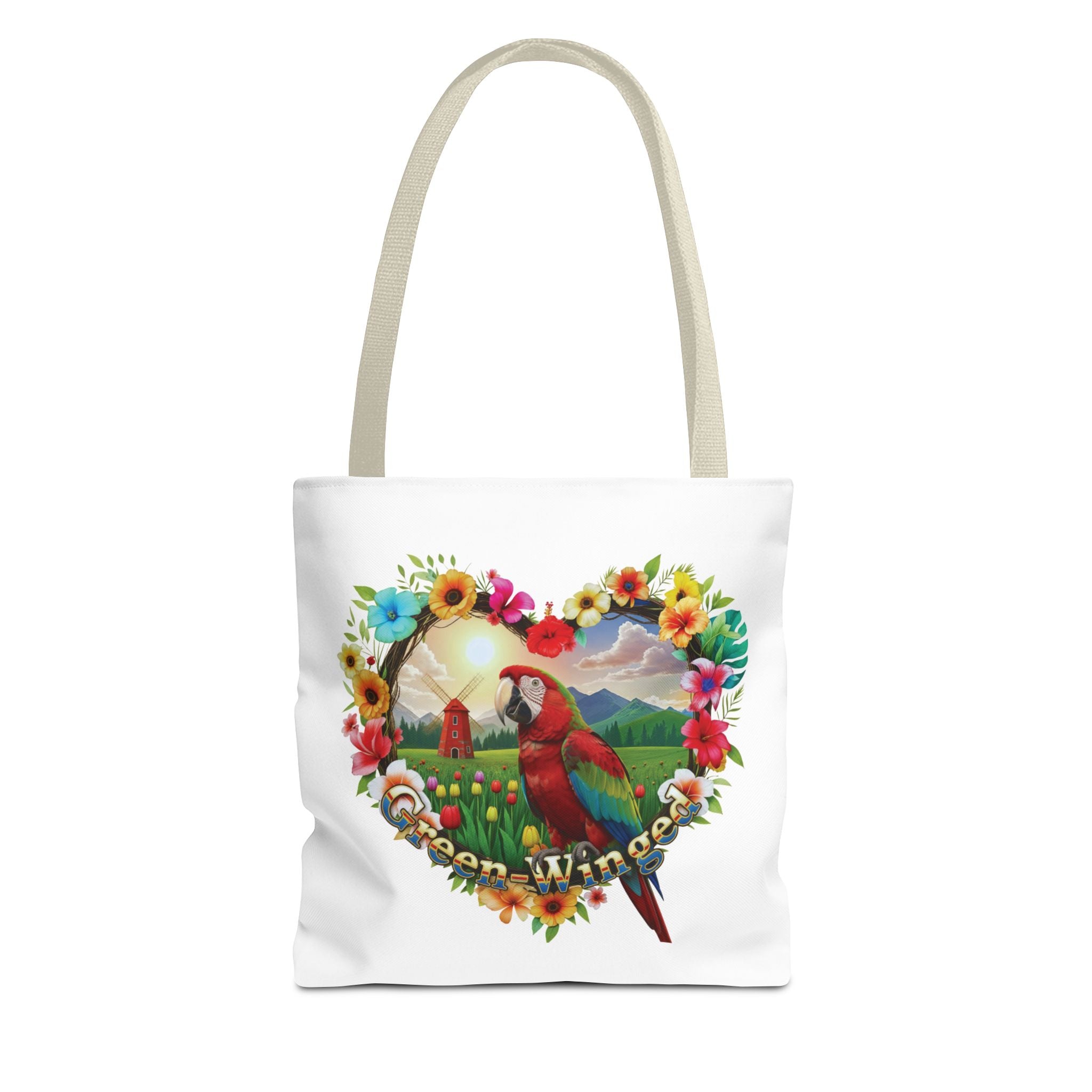 Green-Winged Macaw Heart Design Tote Bag